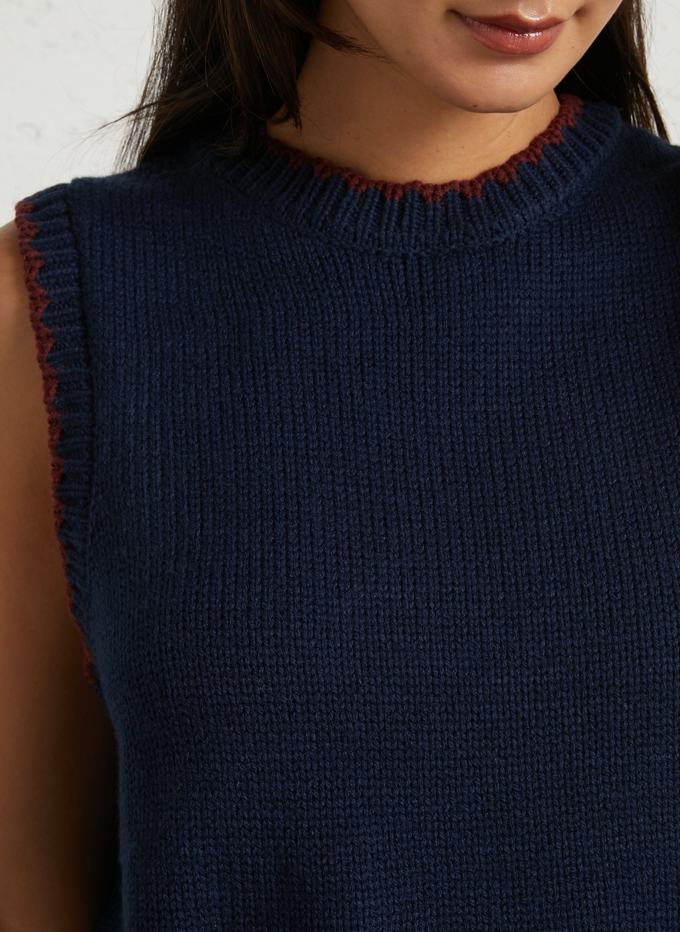 Sleeveless straight wool blend sweater MAISON 123 Blue