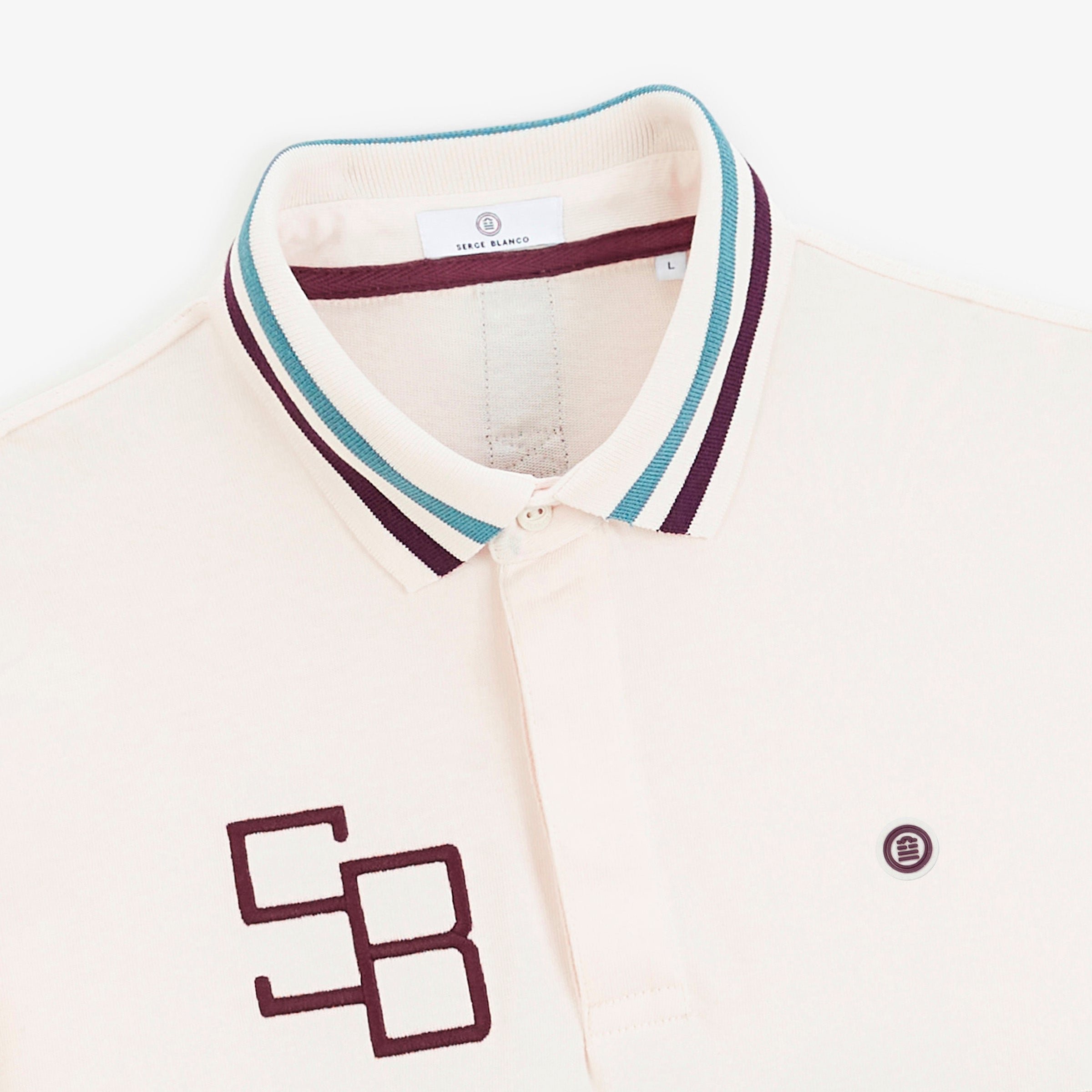 Two-tone long-sleeved rugby polo shirt with off-white SB embroidery SERGE BLANCO White