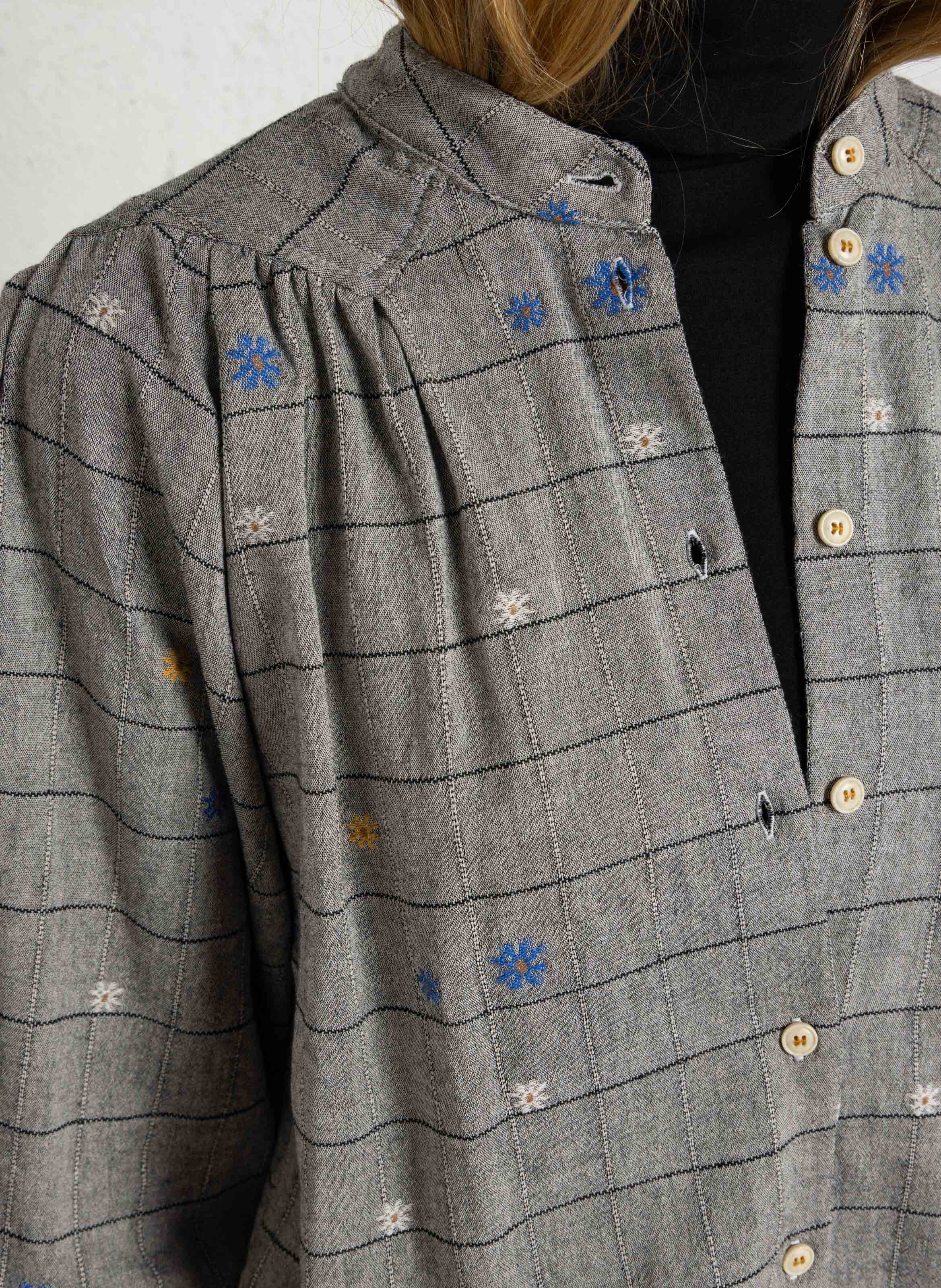 Blouse droite à carreaux en coton mélangé TINSELS Gris