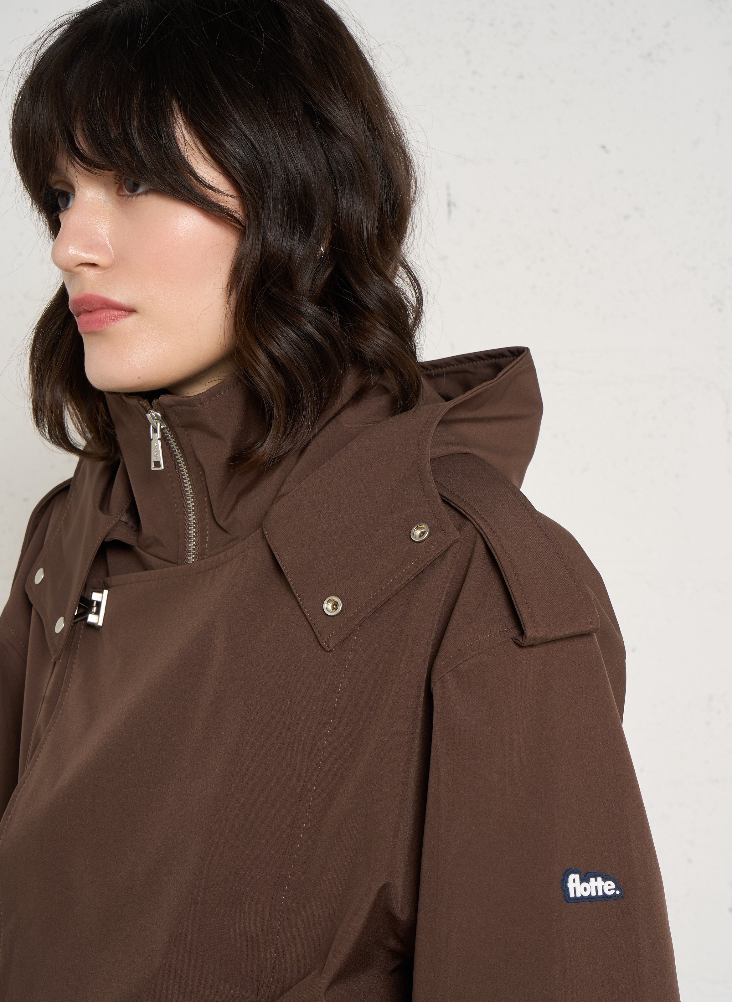Relaxed-fit jacket with detachable hood FLOTTE Brown