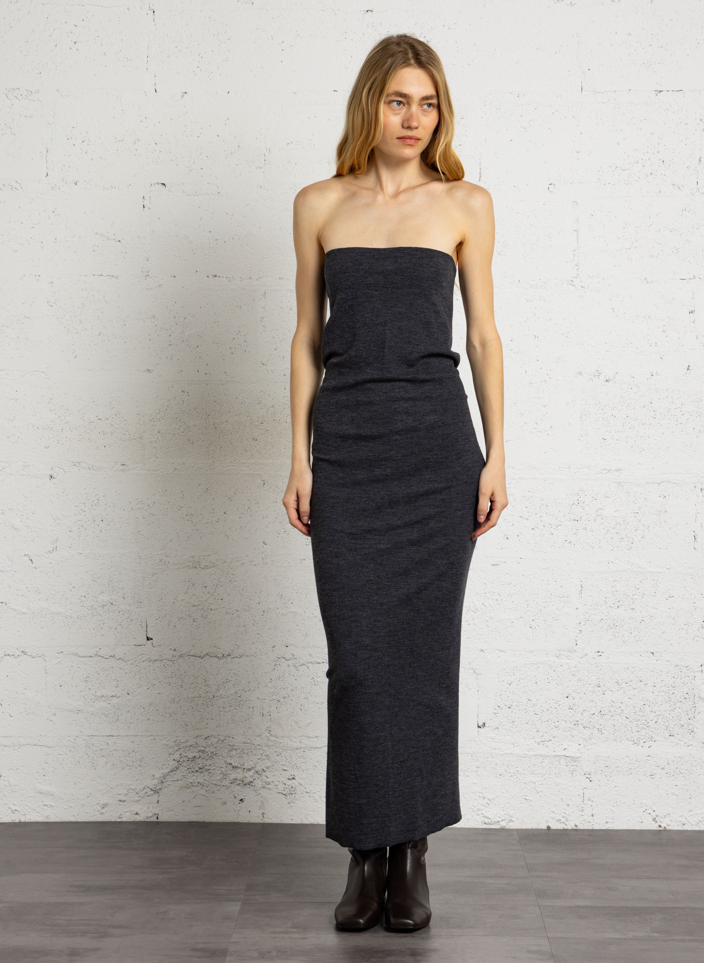 Ribbed wool tube dress SOEUR Grey
