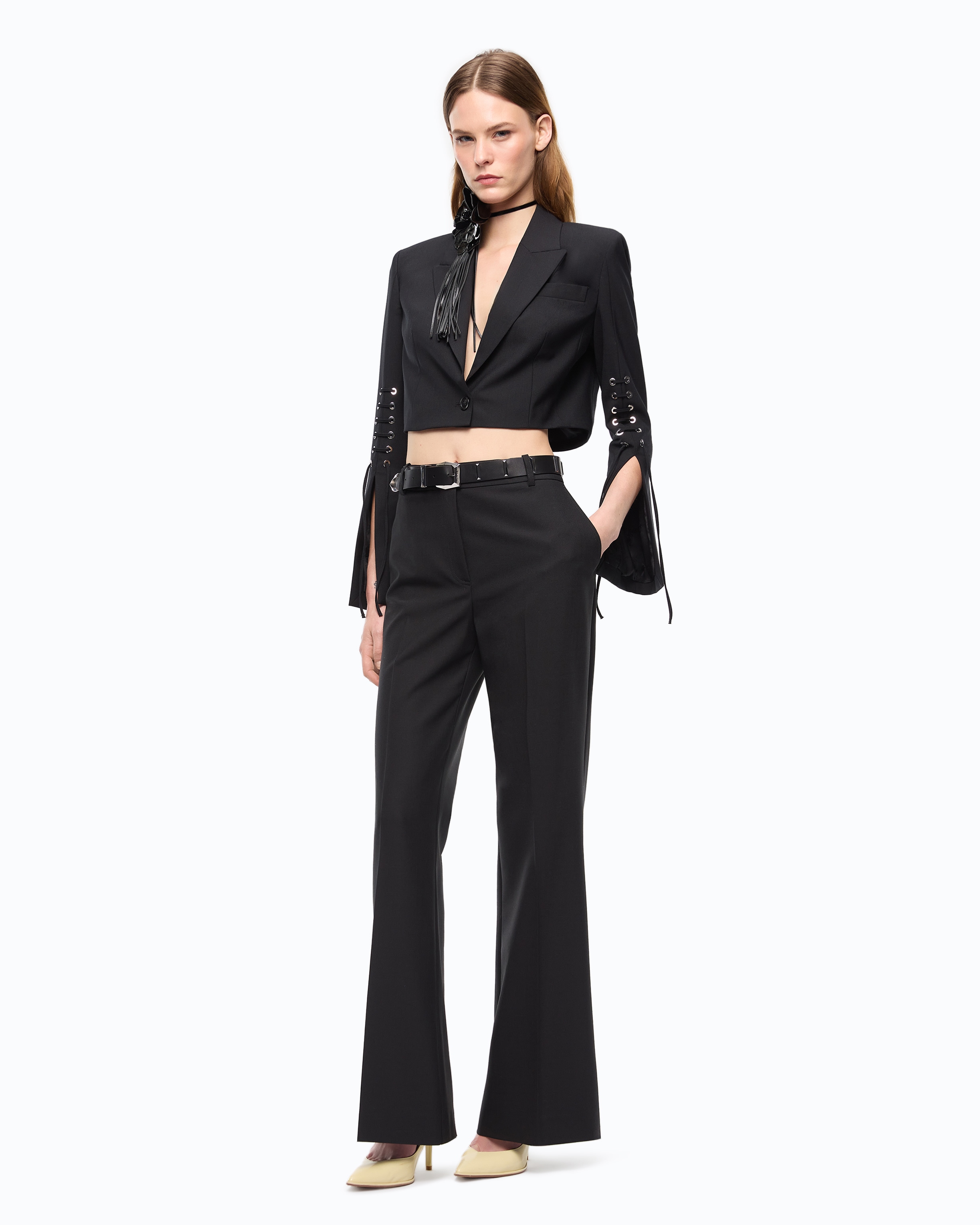 Wool crêpe tailored trousers PINKO Black