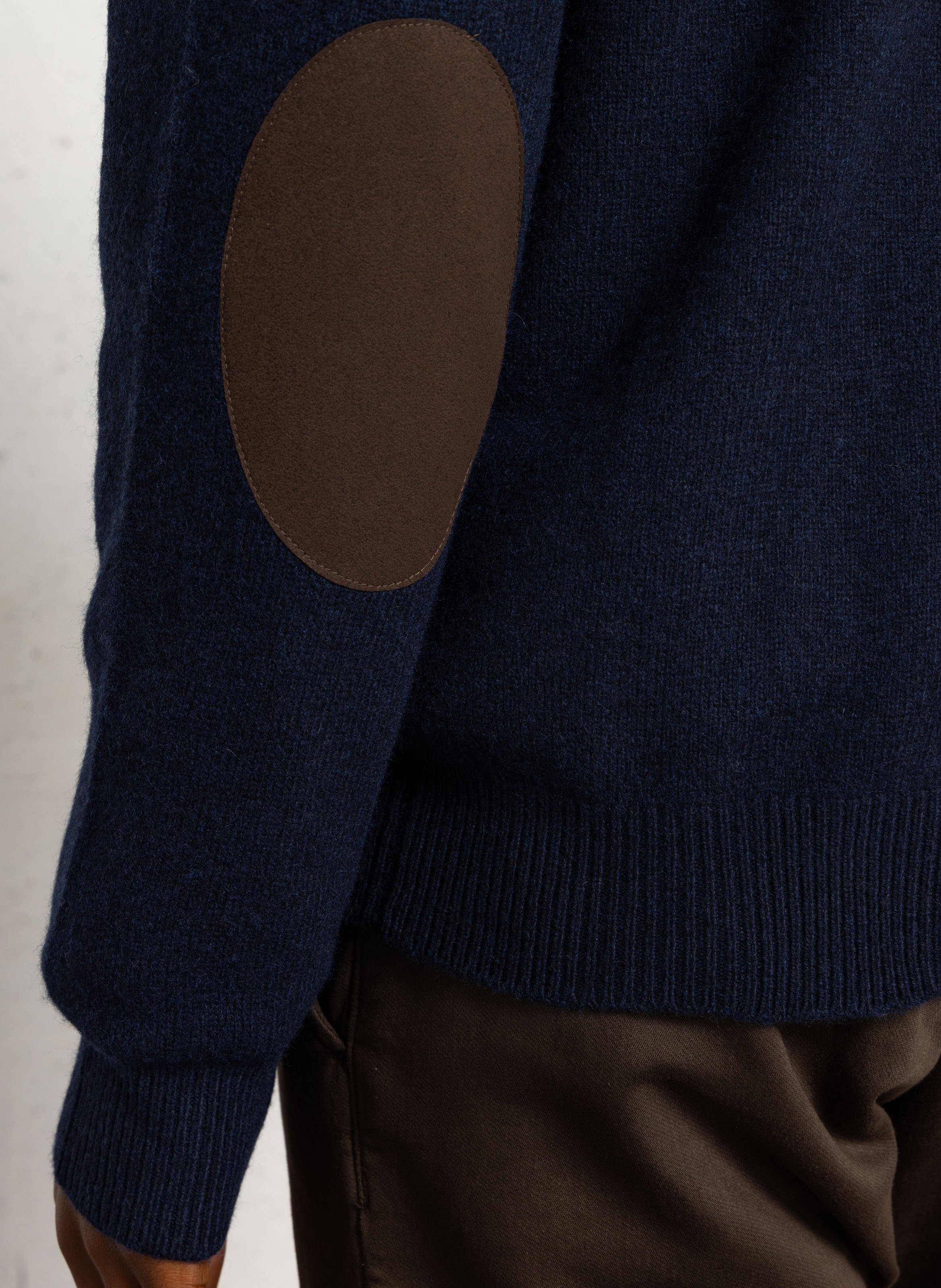 Gilet droit col montant brodé en laine HACKETT Bleu