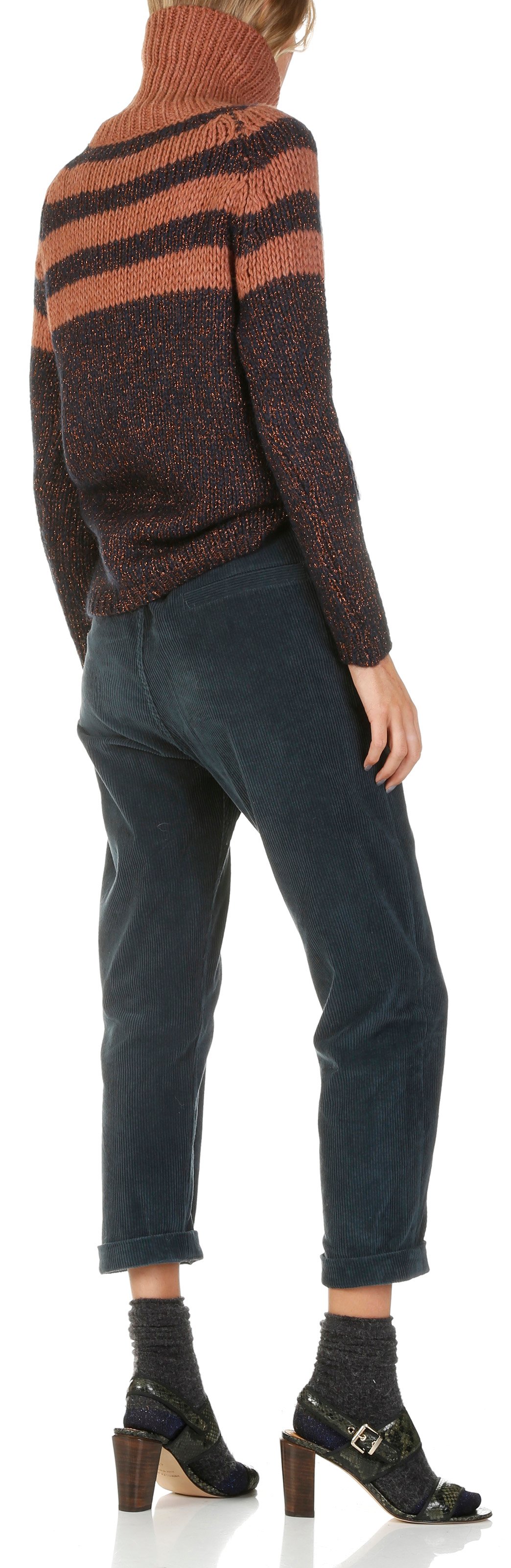 Col roulé rayé en maille lurex Venus ATTIC AND BARN Marron