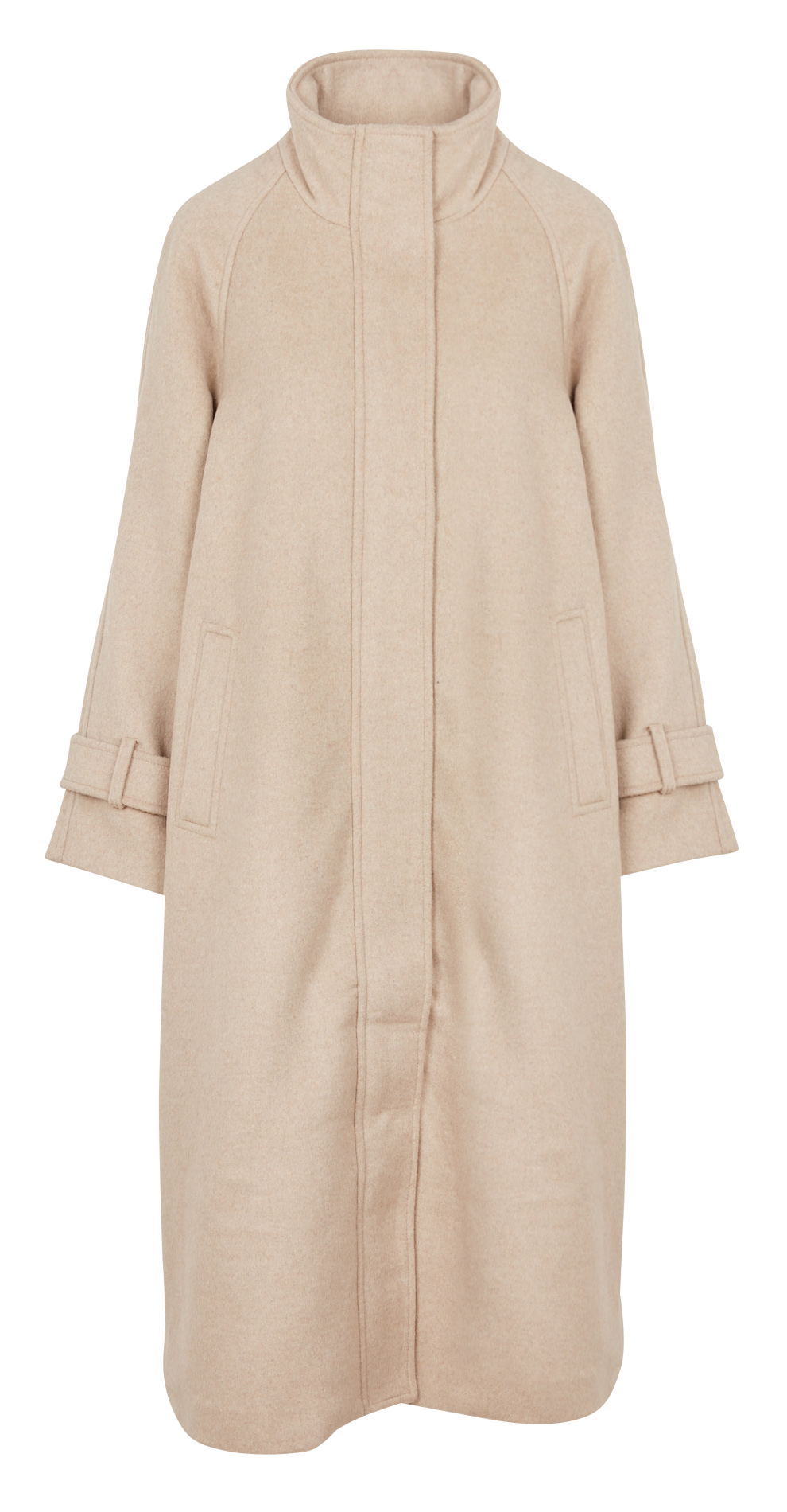 Manteau long droit col montant en laine recyclée mélangée  VILA Gris