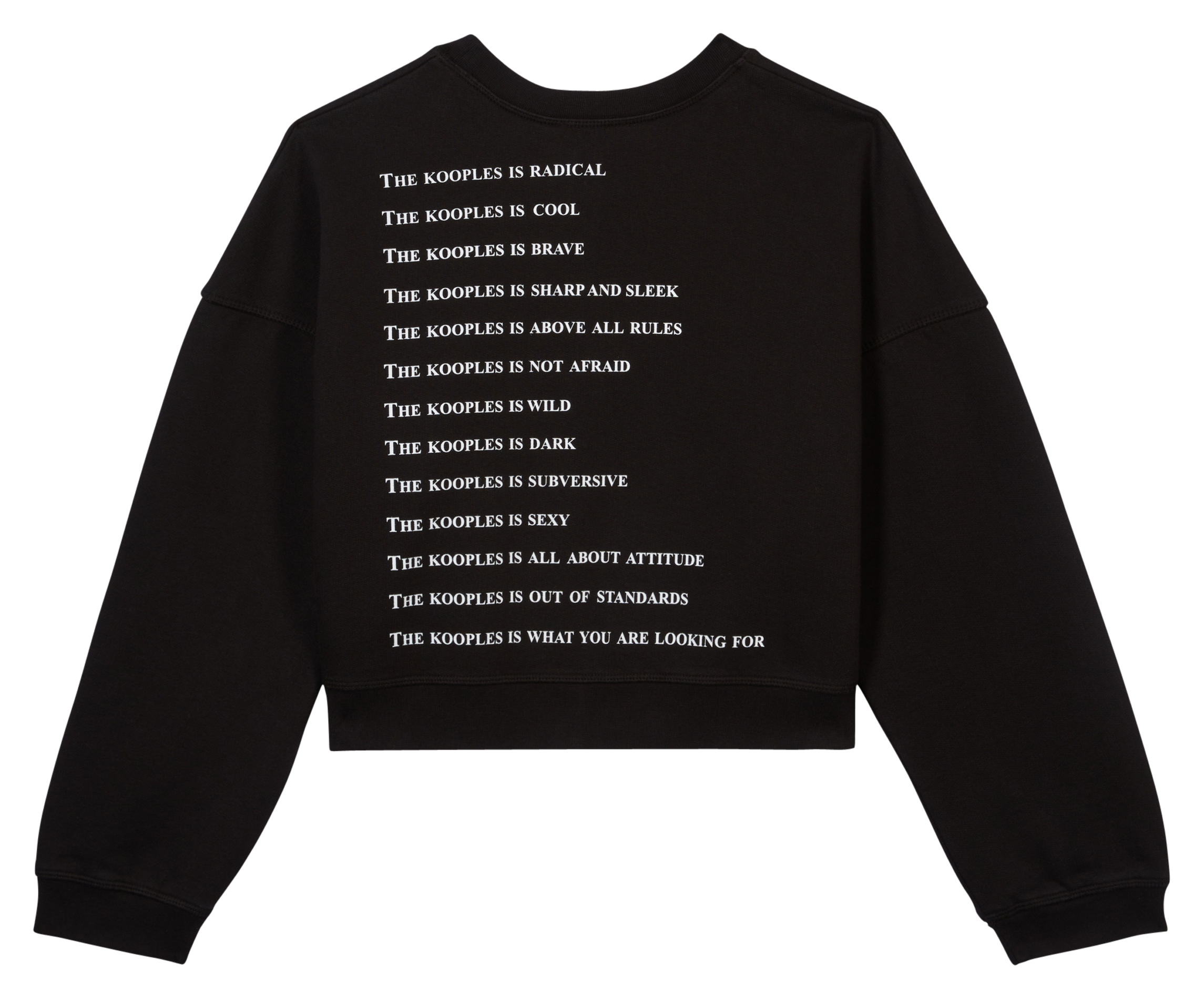 Sweat court col rond sérigraphié en coton  THE KOOPLES Noir