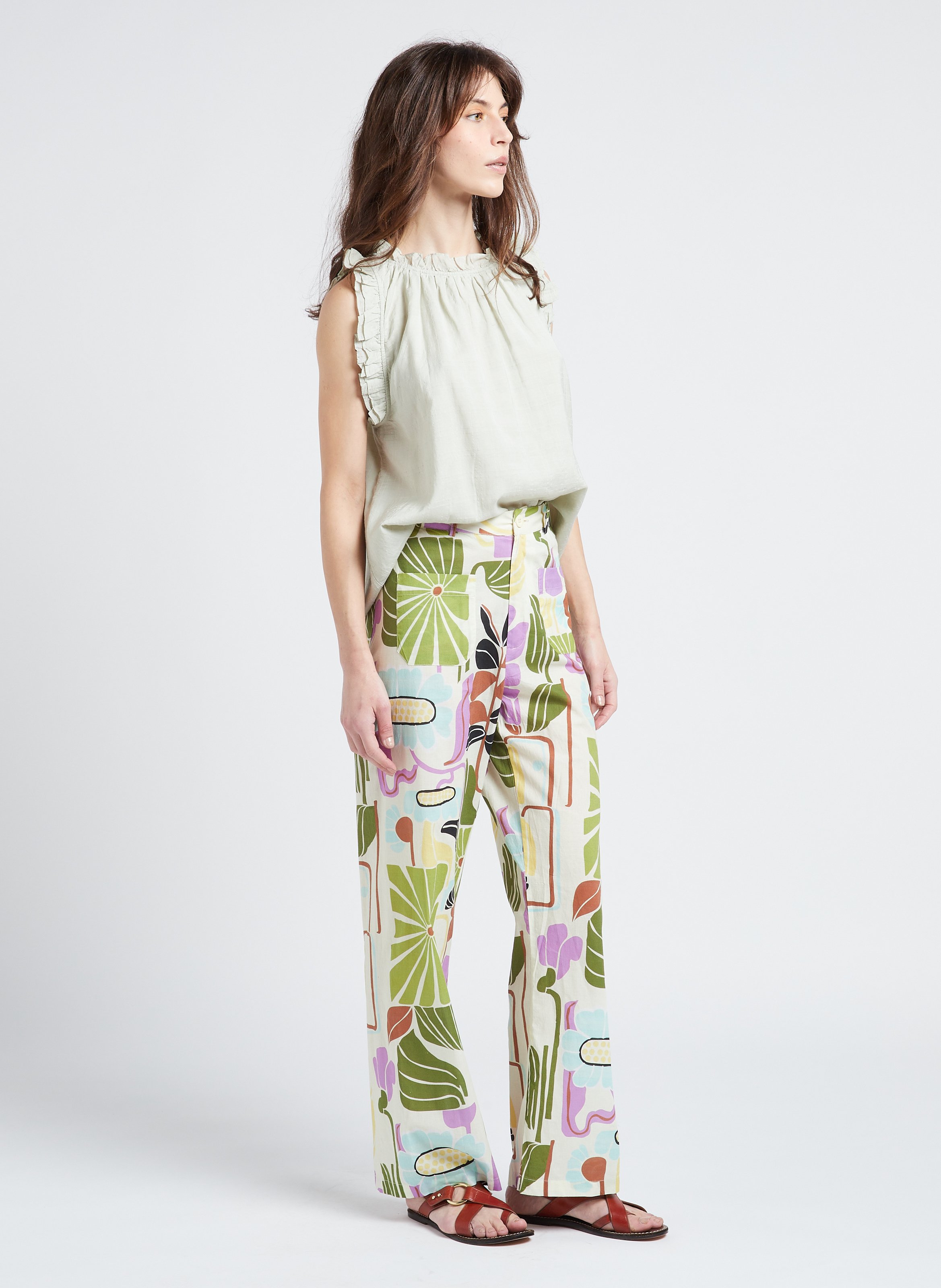 Straight-leg cotton pants BELLEPIECE Multicolored