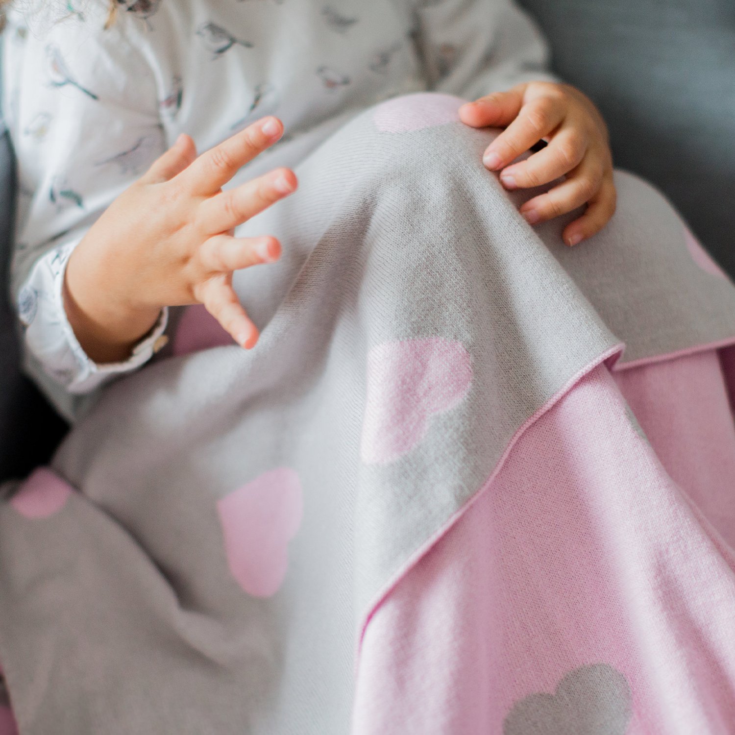 Ultra-soft knitted baby blanket - 100% cotton KINDSGUT Pink