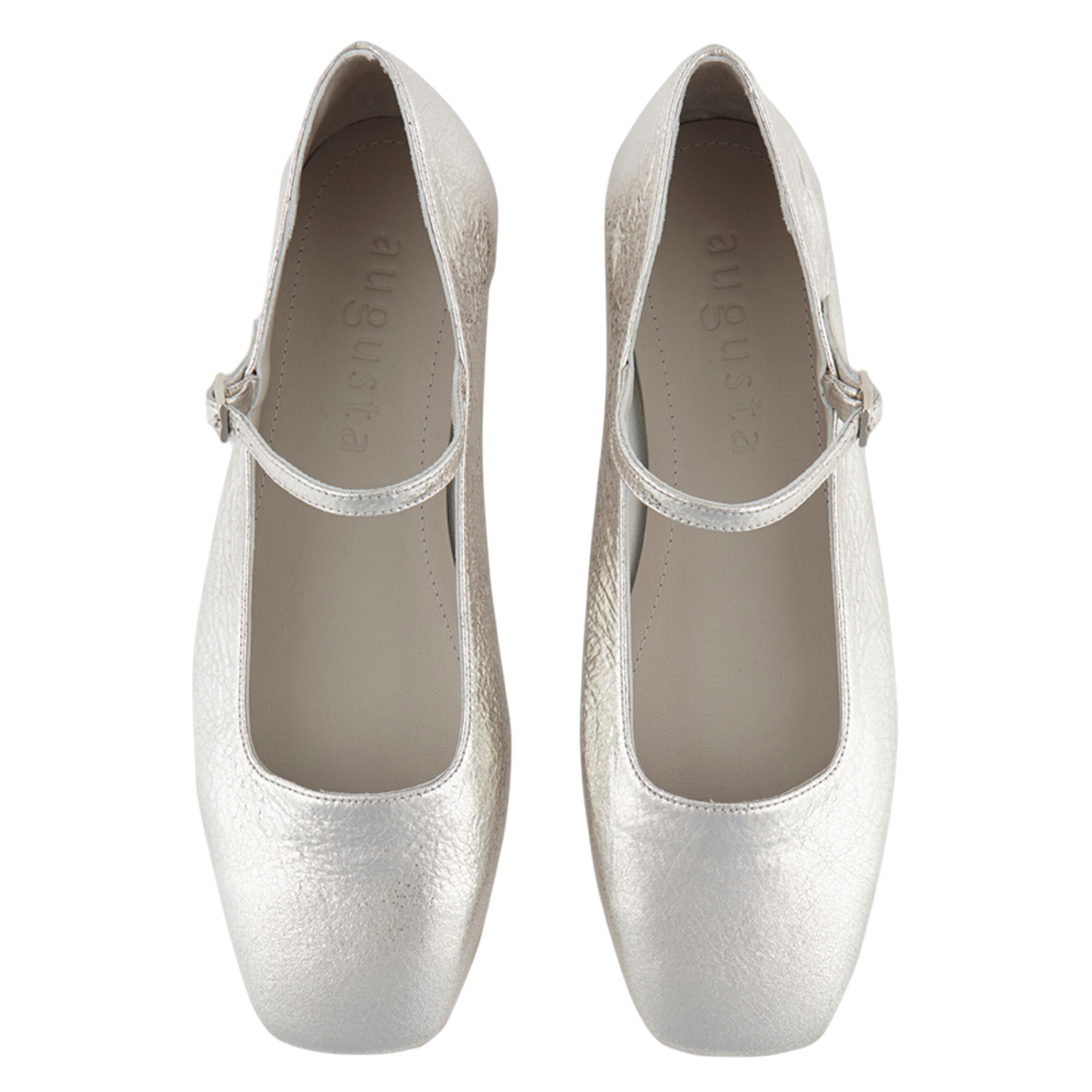 Ballerines en cuir métallisé AUGUSTA Argent