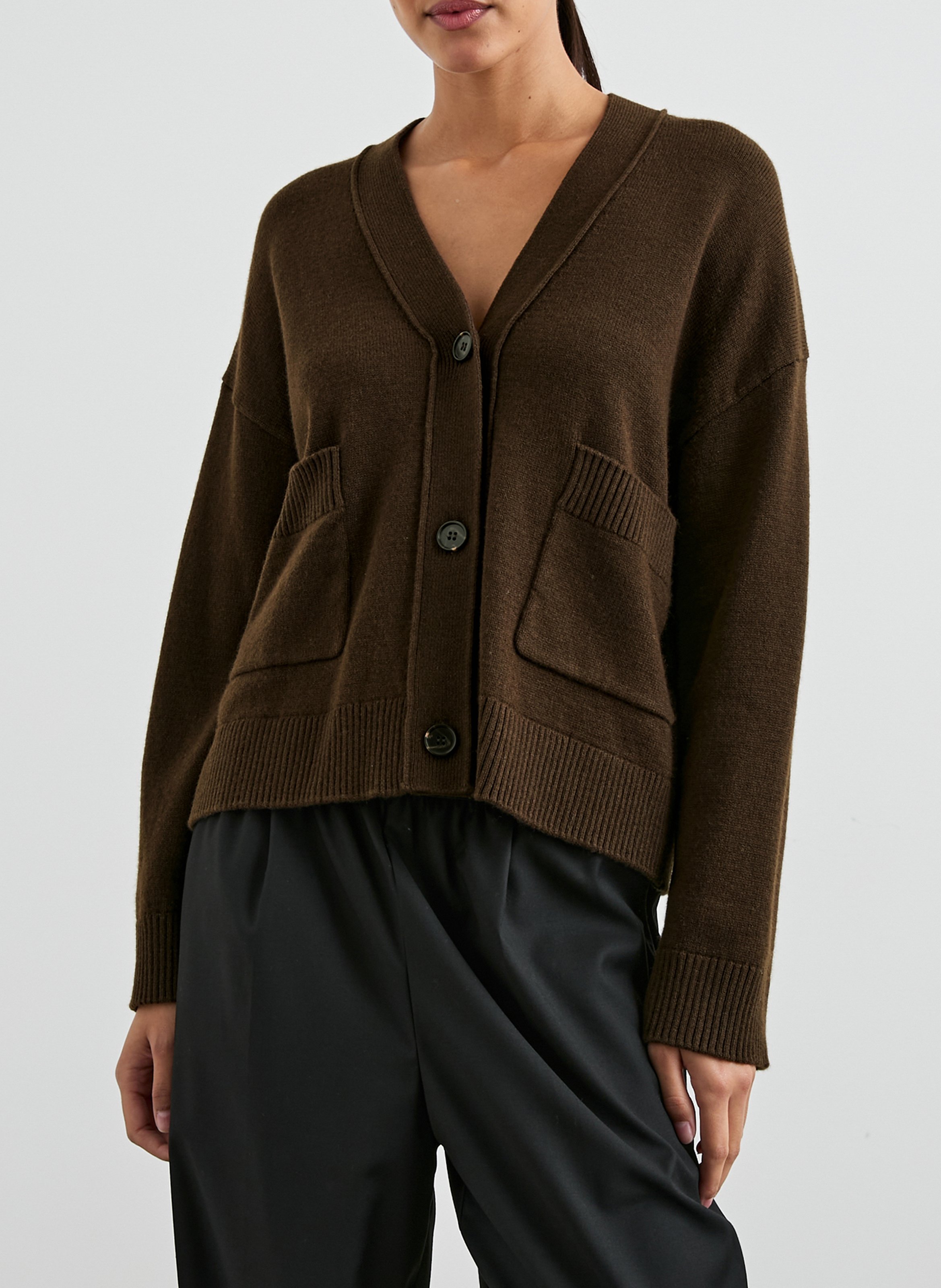 Gilet col V en coton  RAILS Vert