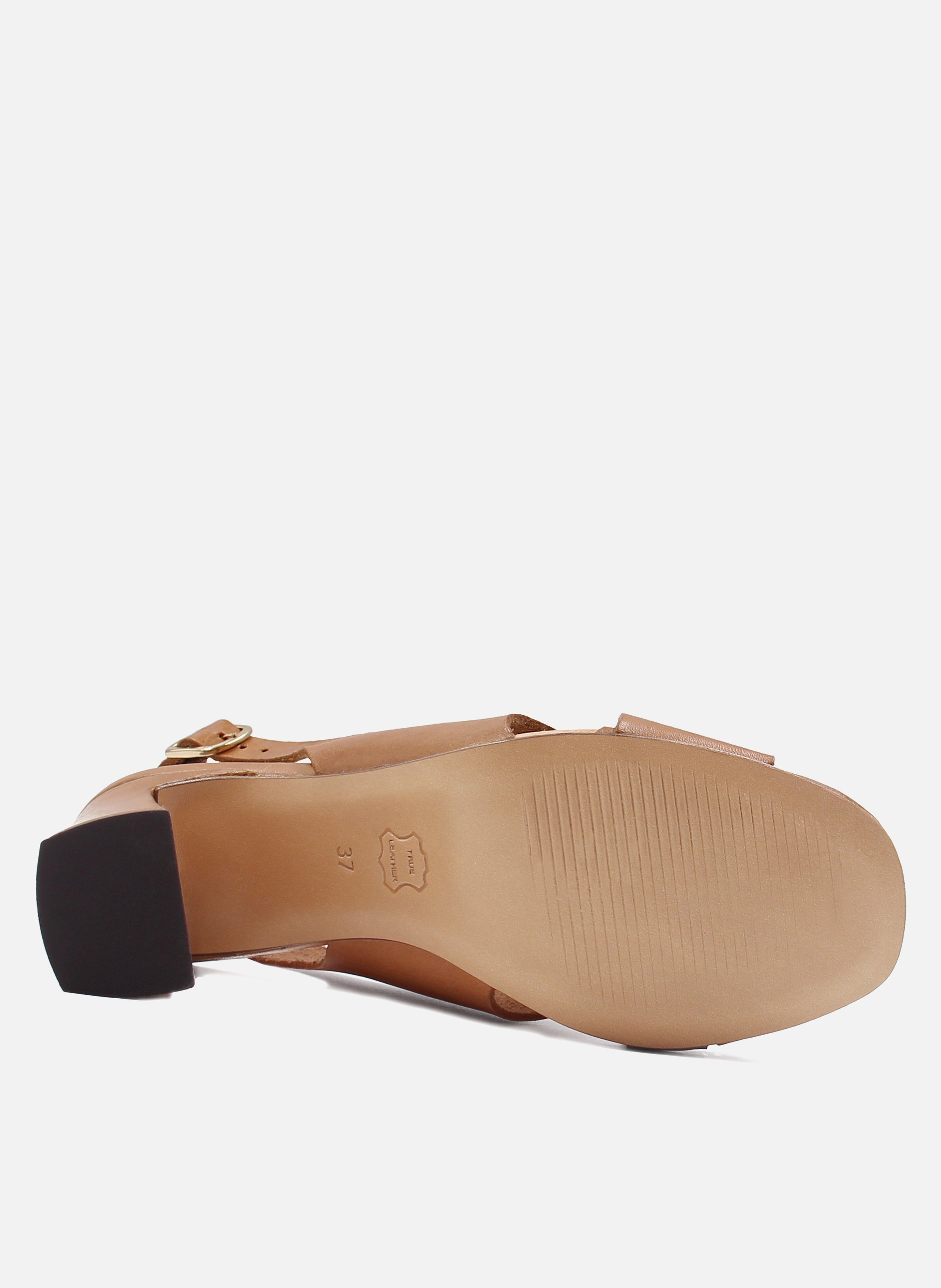 Vegetable-tanned leather graphic sandals JULES & JENN Brown