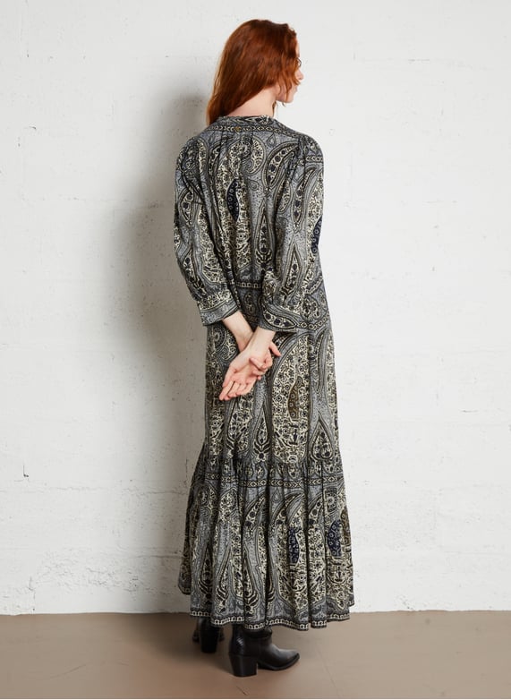 Long printed cotton dress Black Antik batik - Women | Place des Tendances Long printed cotton dress Black Antik batik - Women | Place des Tendances