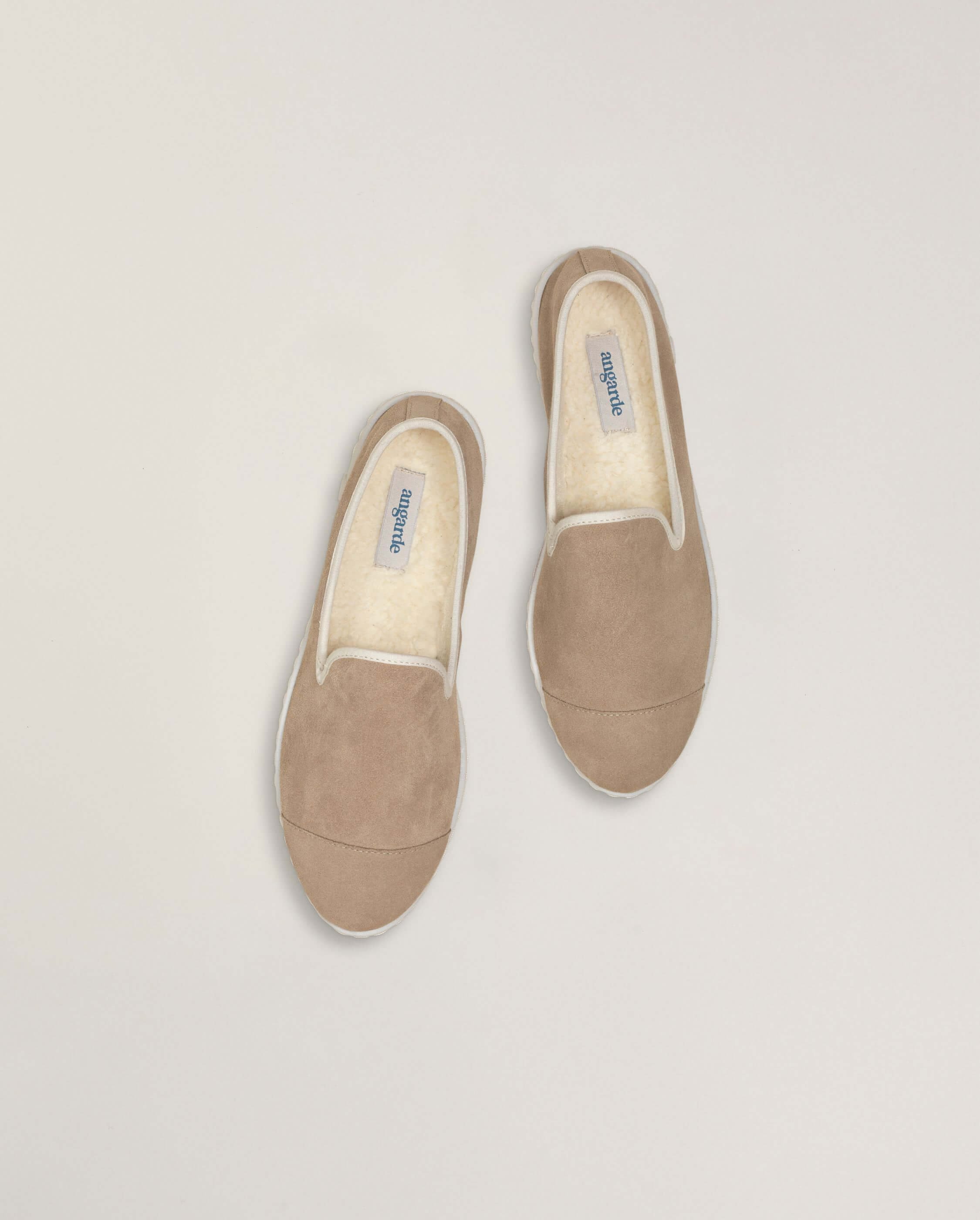 Women's leather slipper, taupe ANGARDE Brown