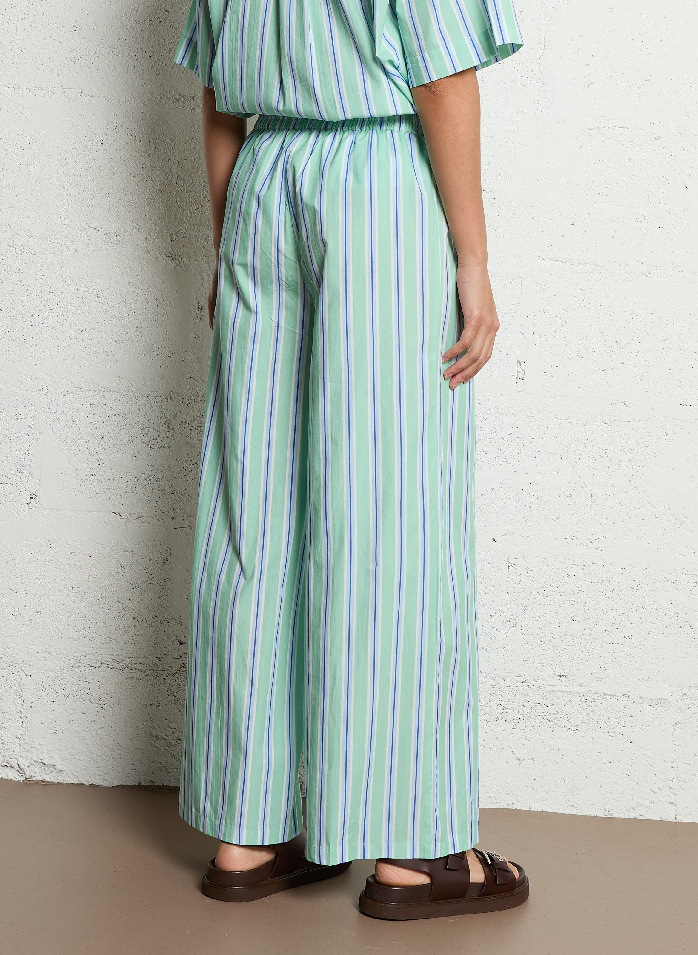 Pantalon large en coton rayé THE TINY BIG SISTER Vert