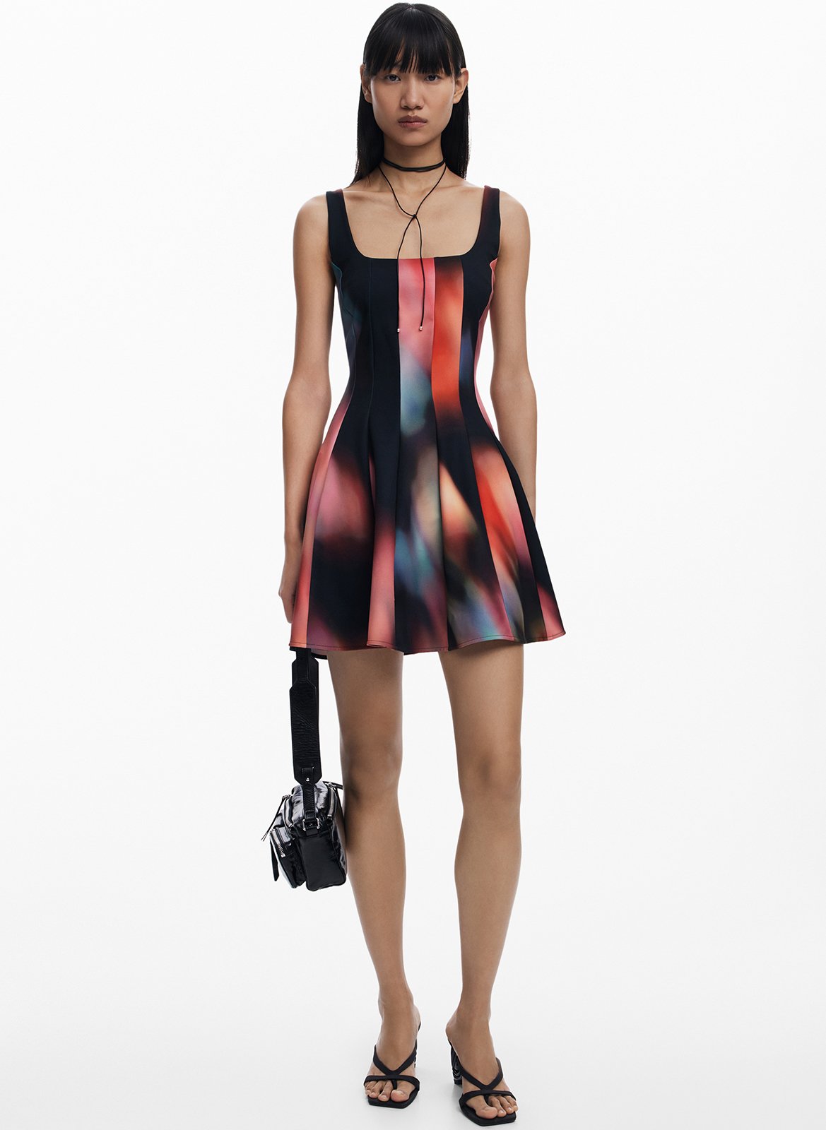 Short strappy dress with print DESIGUAL Black