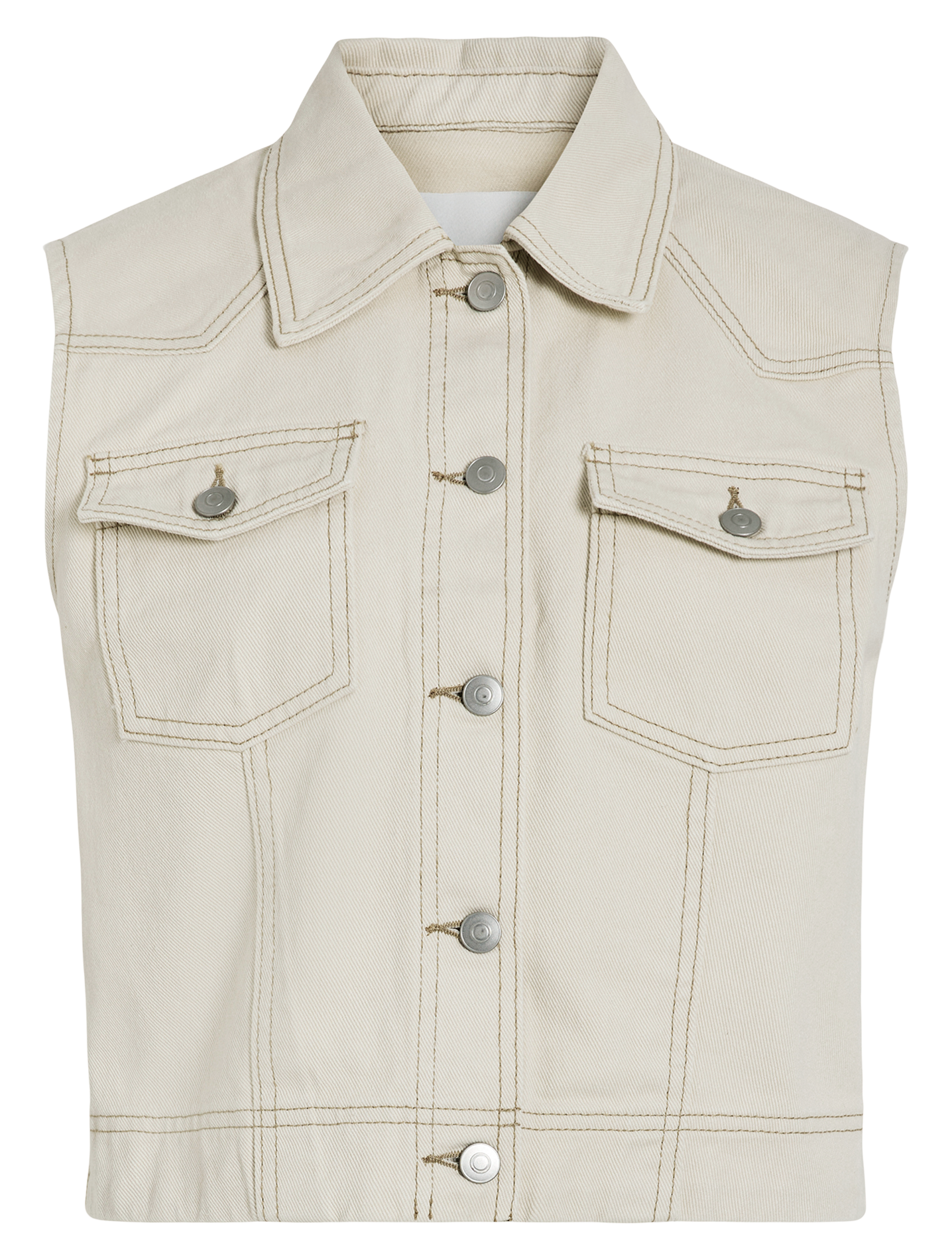 Kurze ärmellose Jeansweste ROUGE EDIT Beige