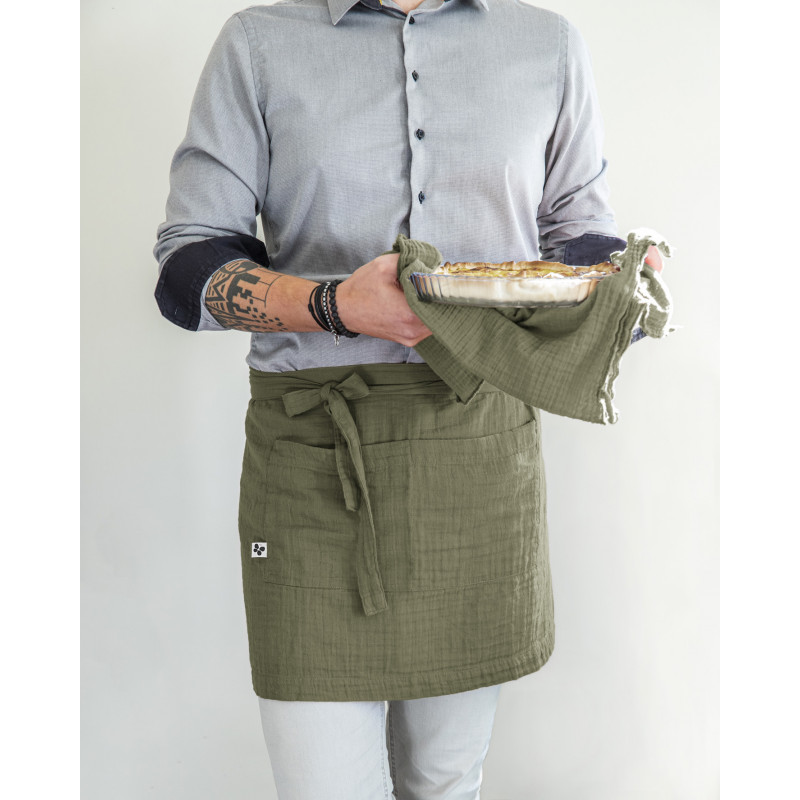 Chef apron in cotton gauze L'EFFET PAPILLON Green
