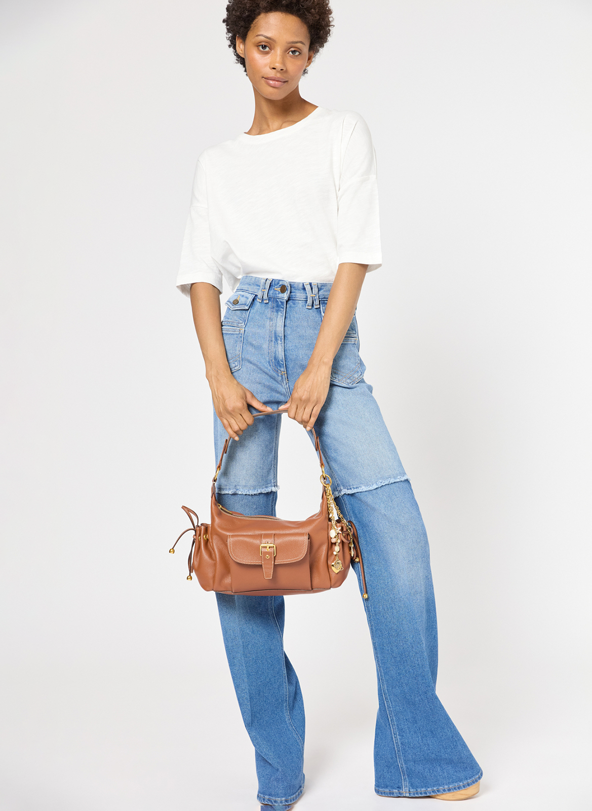 Sac porté épaule en cuir Marron