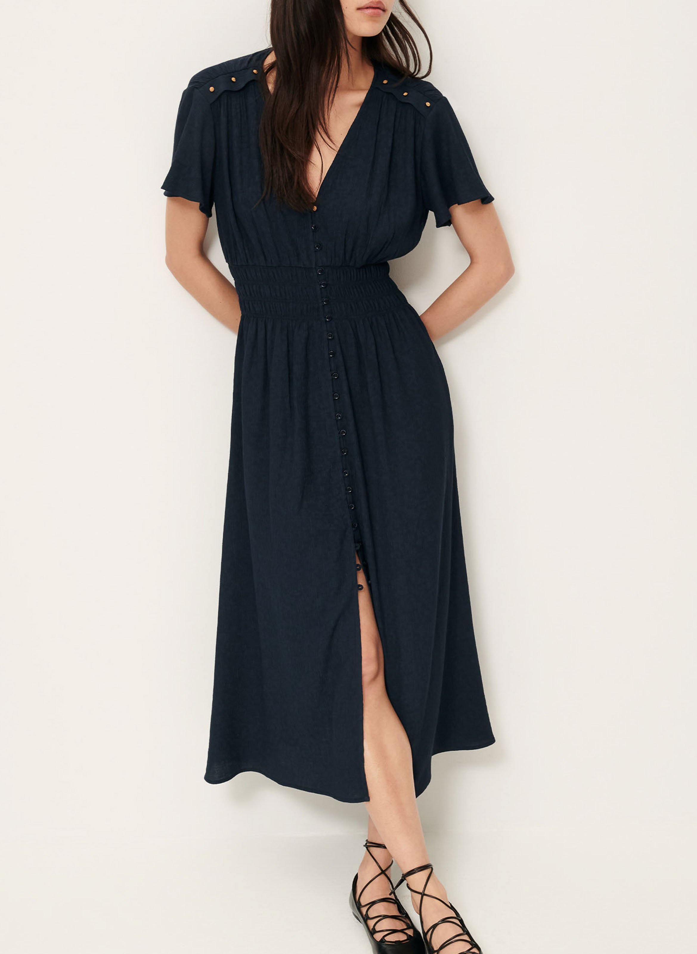 Long V-neck dress SESSUN Blue