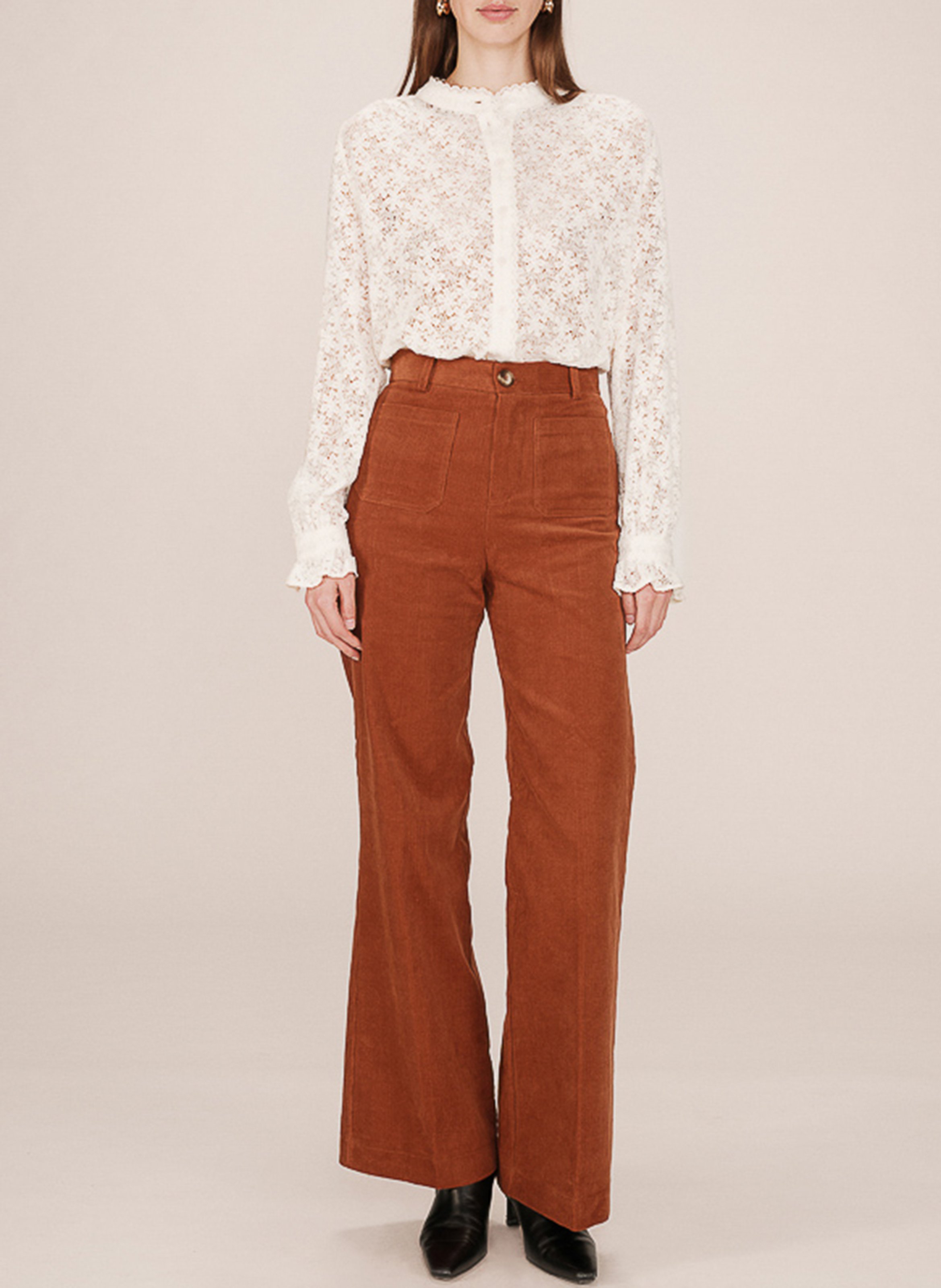 Katoenen straight fit pantalon GRACE ET MILA Oranje