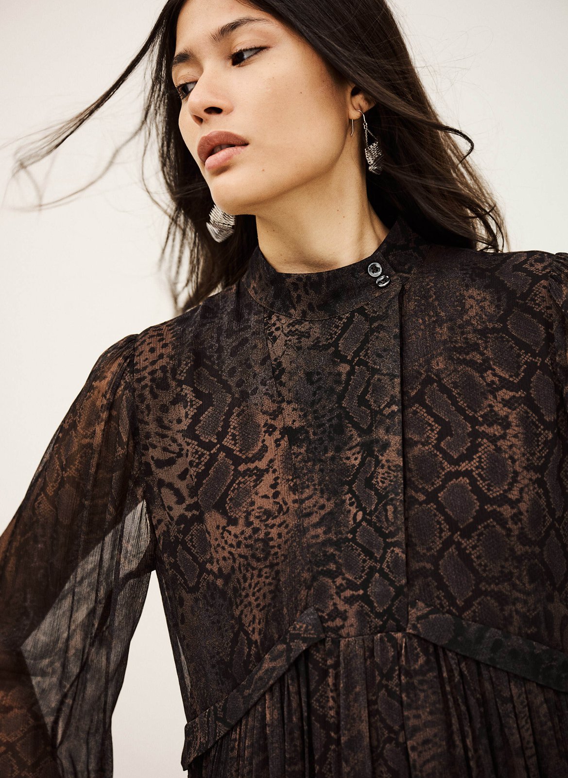 High-neck midi dress BA&SH Brown