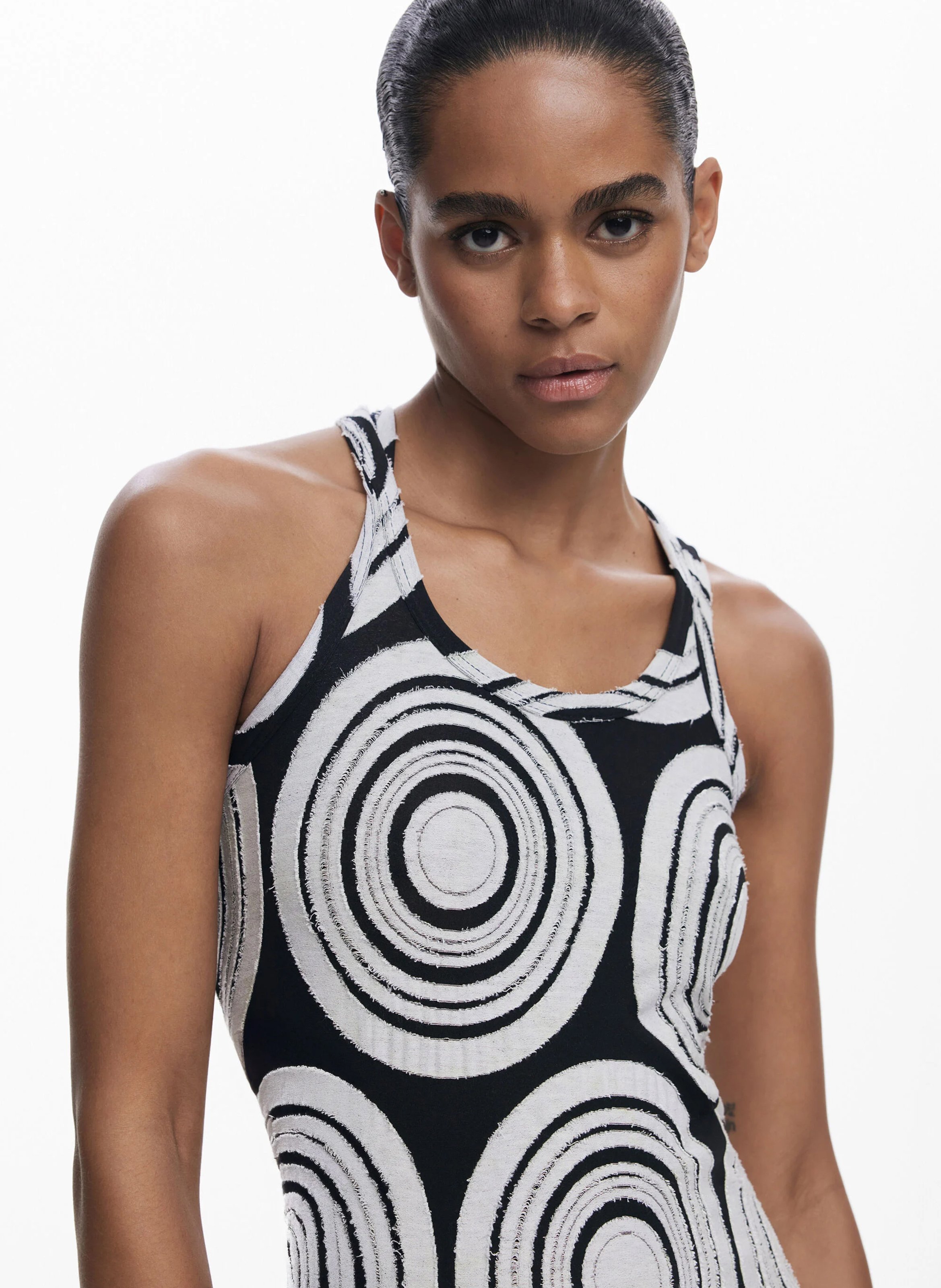 Robe midi sans manches à motifs cercles DESIGUAL Noir