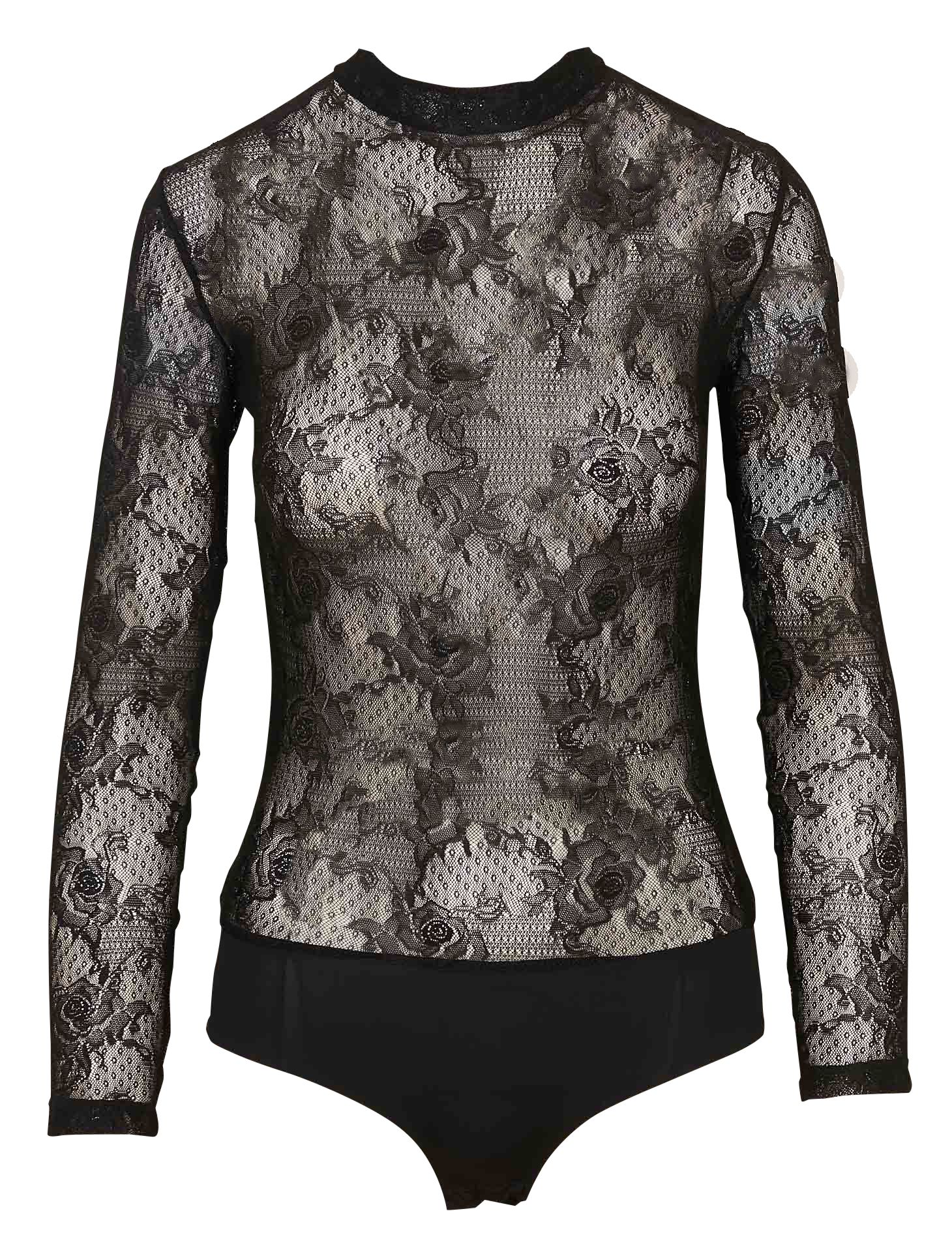 Kanten body met lange mouwen LA NOUVELLE Zwart