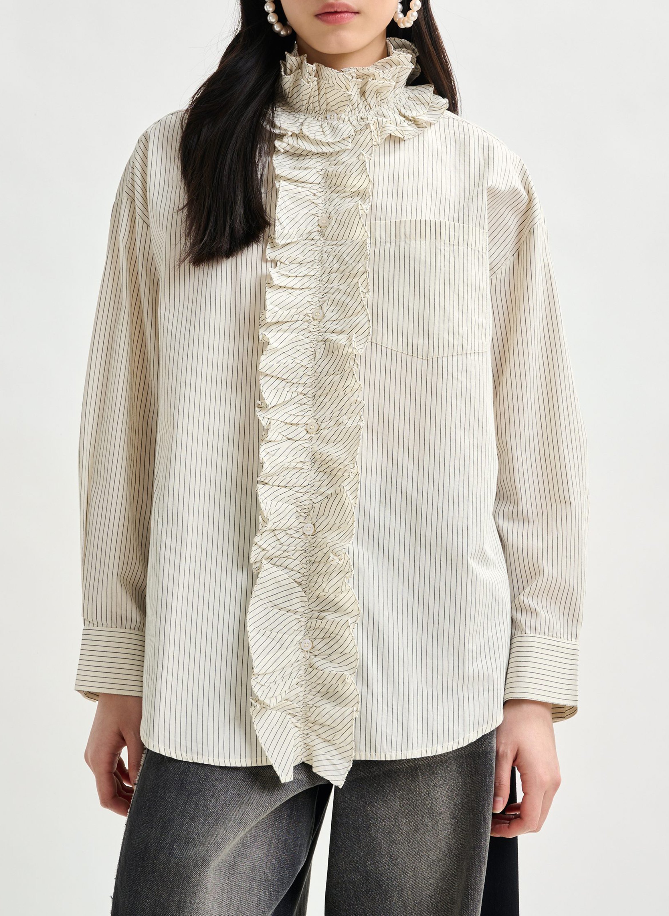 Chemise col victorien en coton ESSENTIEL ANTWERP Blanc