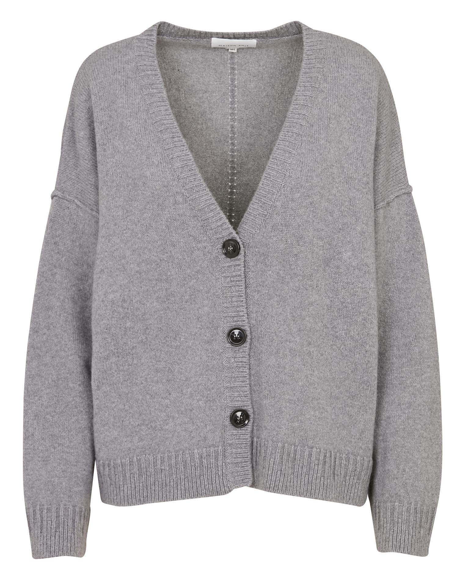 Gilet ample col V en laine et cachemire MAISON ANJE Noir