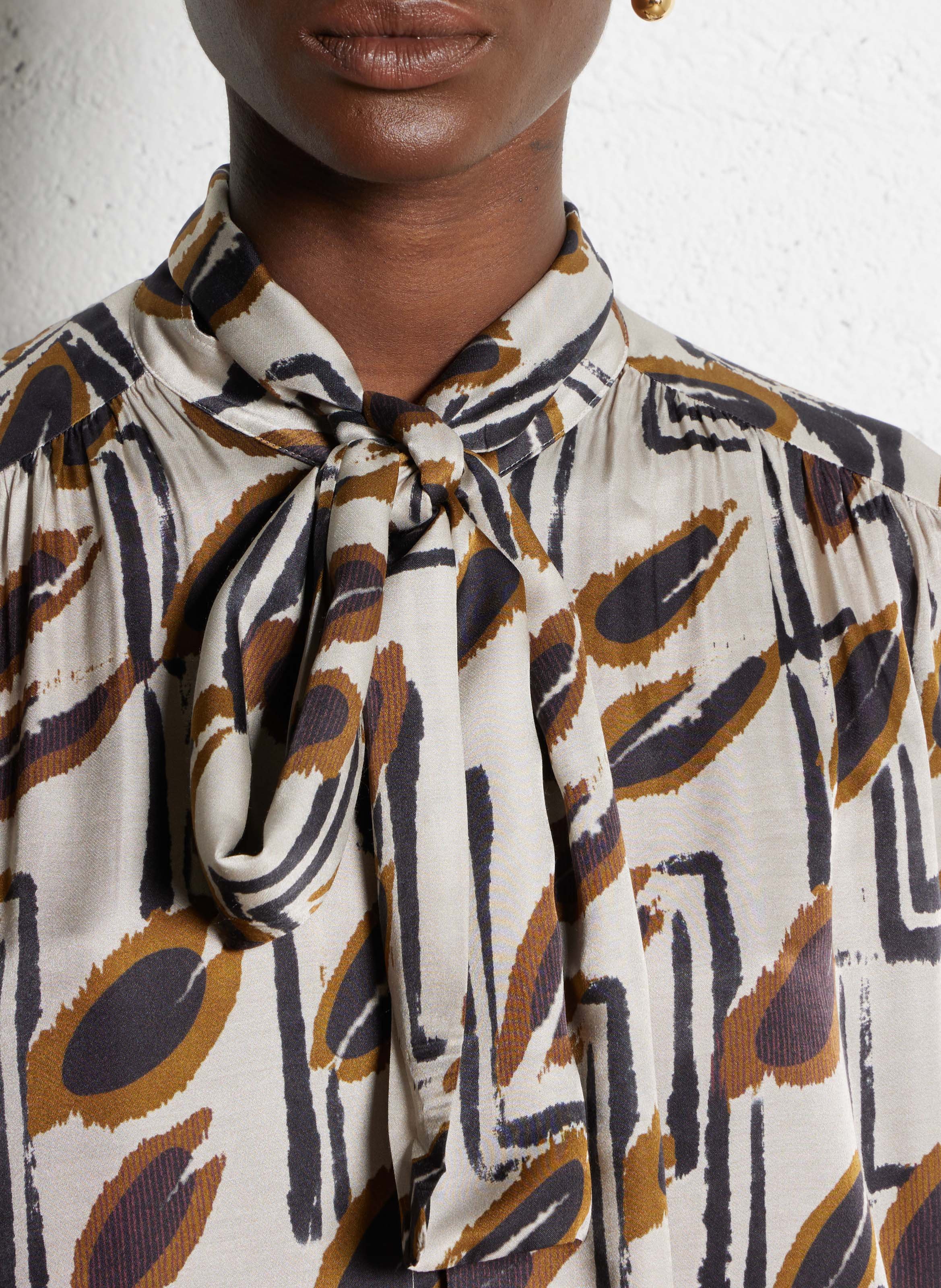 Chemise ample imprimée avec écharpe DIEGA Orange