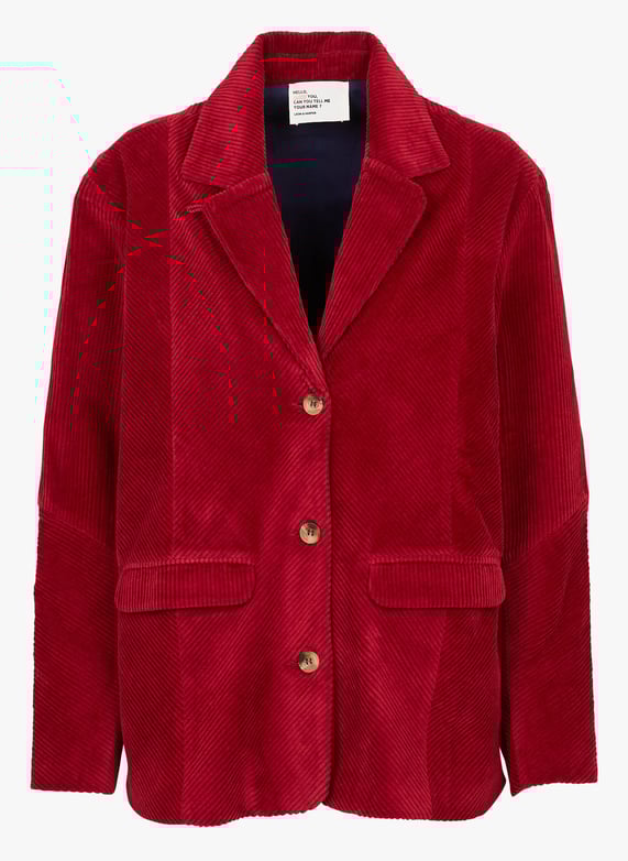 Jacket Manteau Rouge Ikks Velours Côtelé Manteau Rouge Femme Ikks