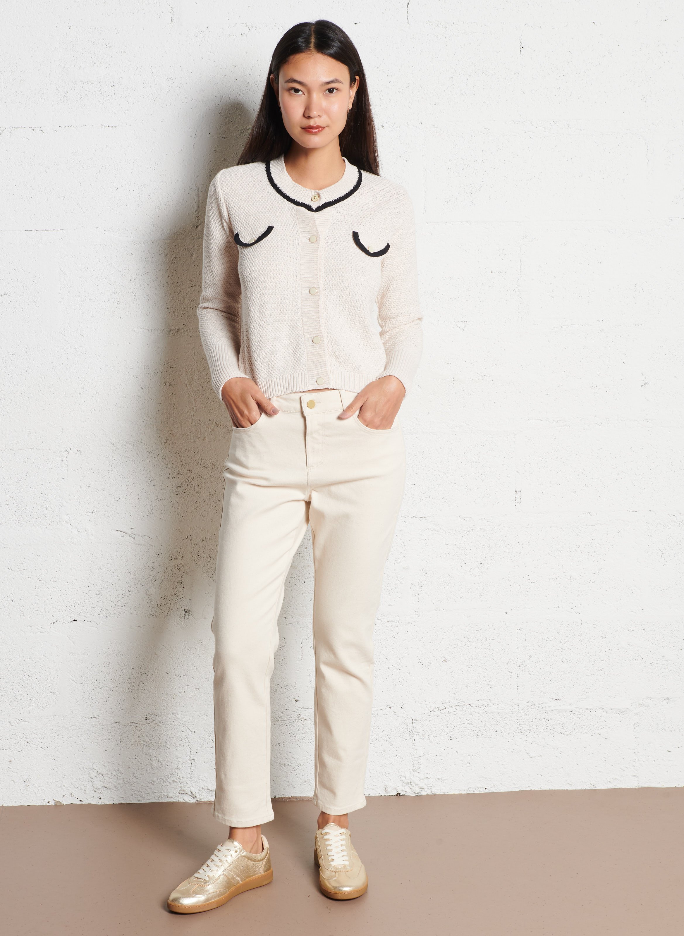 Jean droit en coton mélangé I CODE Blanc