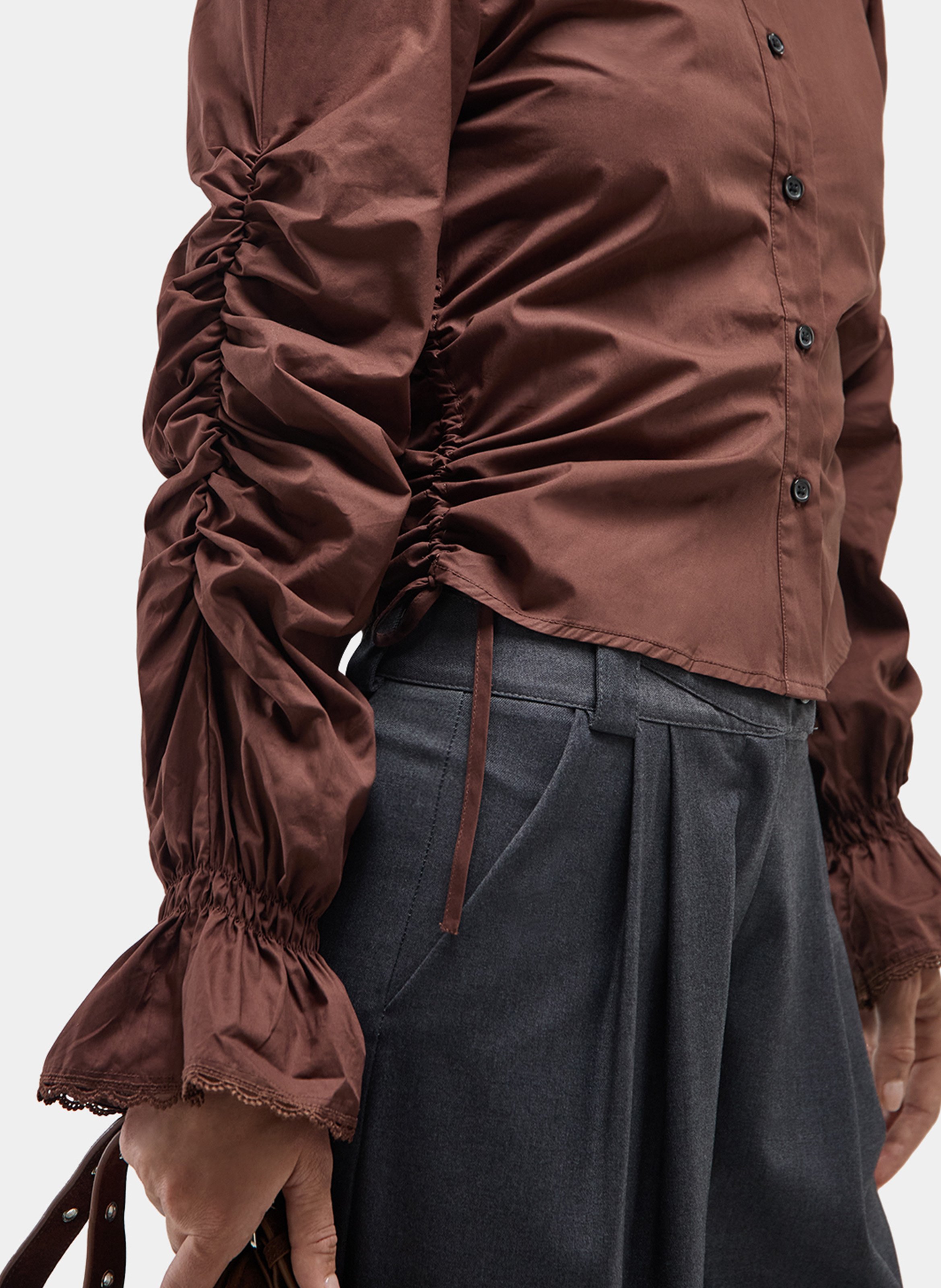 High-waisted straight pleated pants LAAGAM Silver