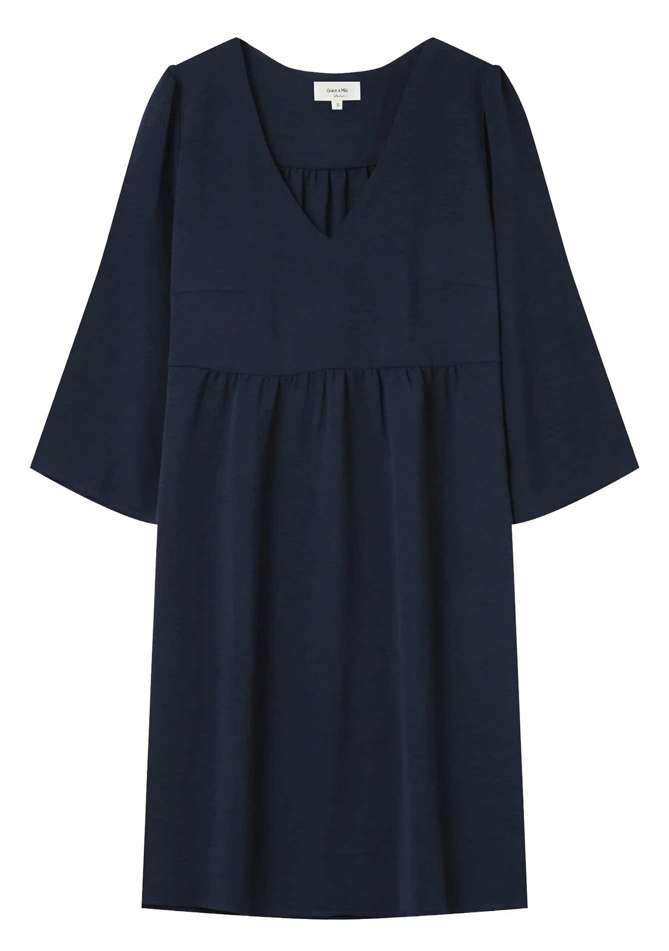Short plain V-neck dress GRACE ET MILA Blue