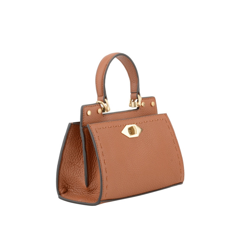 Handbag - cowhide leather POURCHET Brown