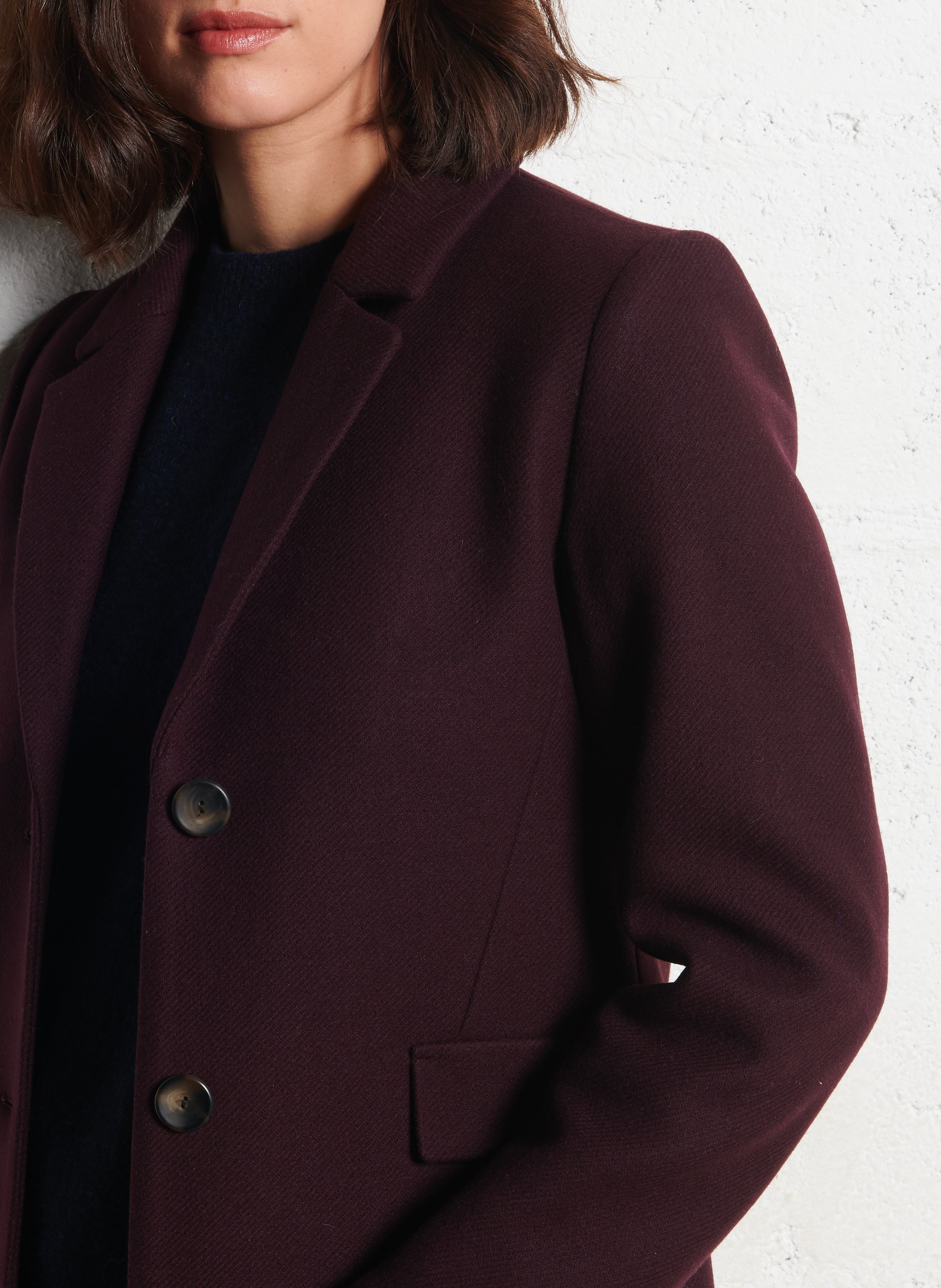 Long knit coat with tailored collar MAISON 123 Purple