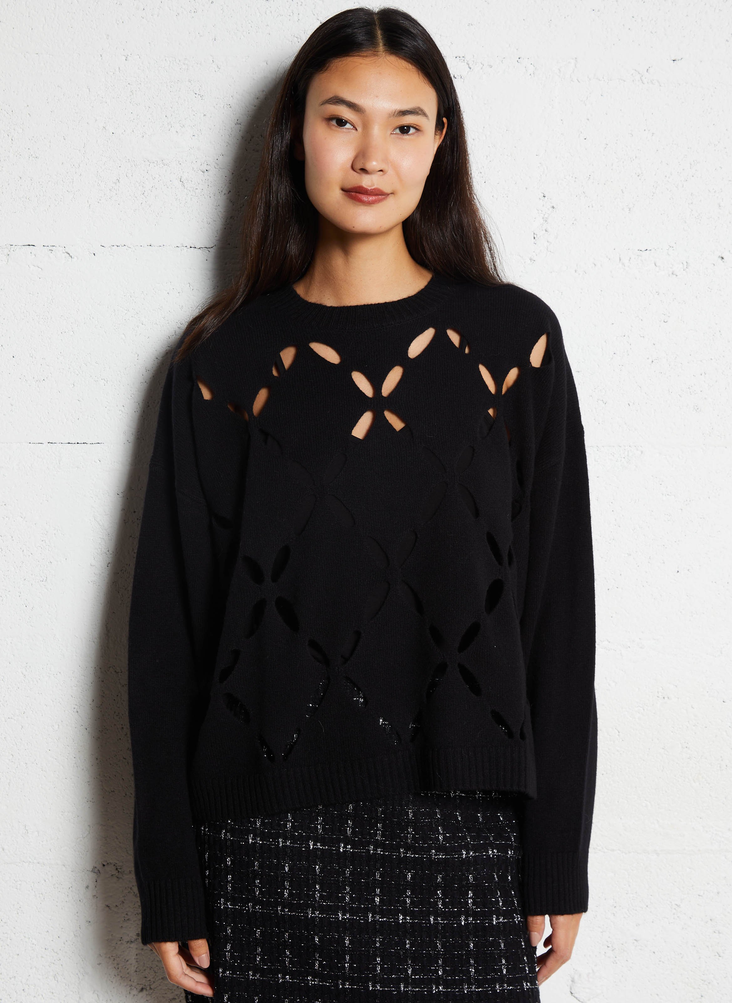 Pull ample fantaisies ajourées en laine LIU JO