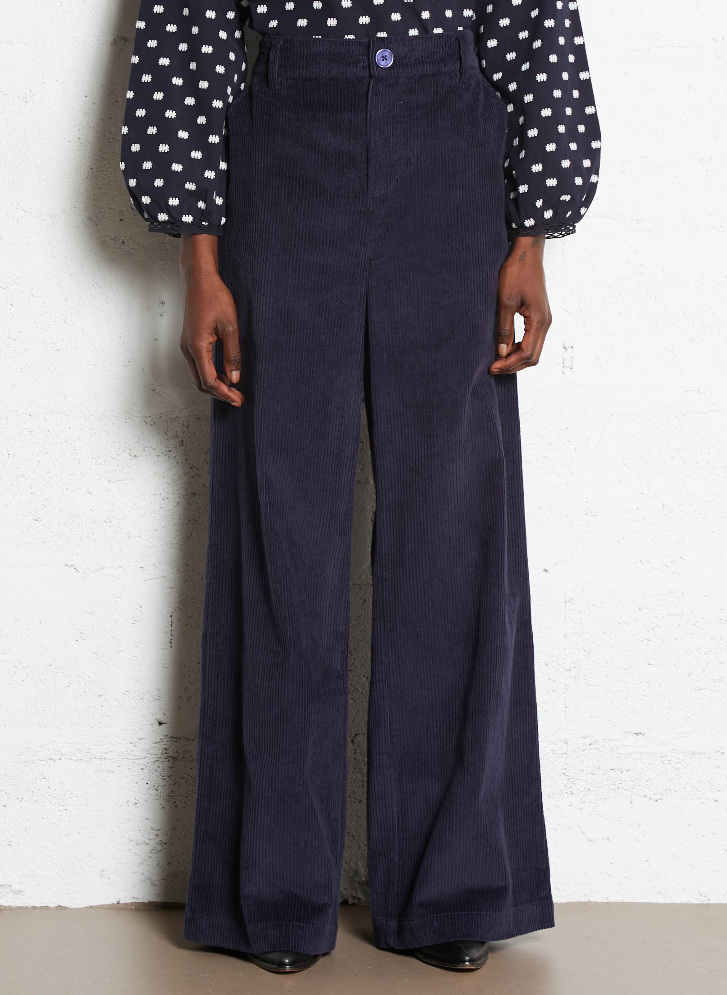 Wide-leg cotton-blend corduroy pants PETITE MENDIGOTE