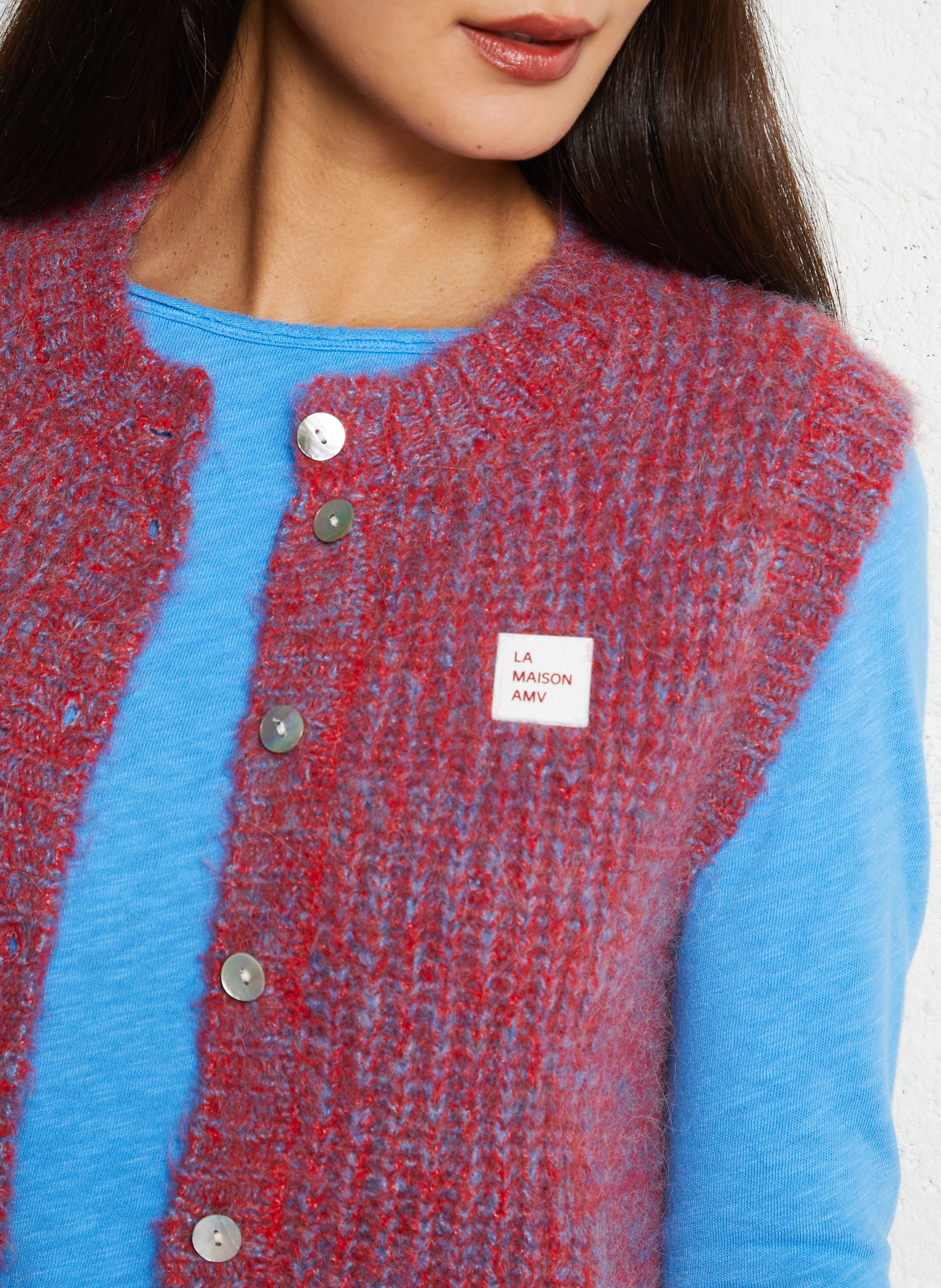Straight round-neck cardigan AMERICAN VINTAGE Red
