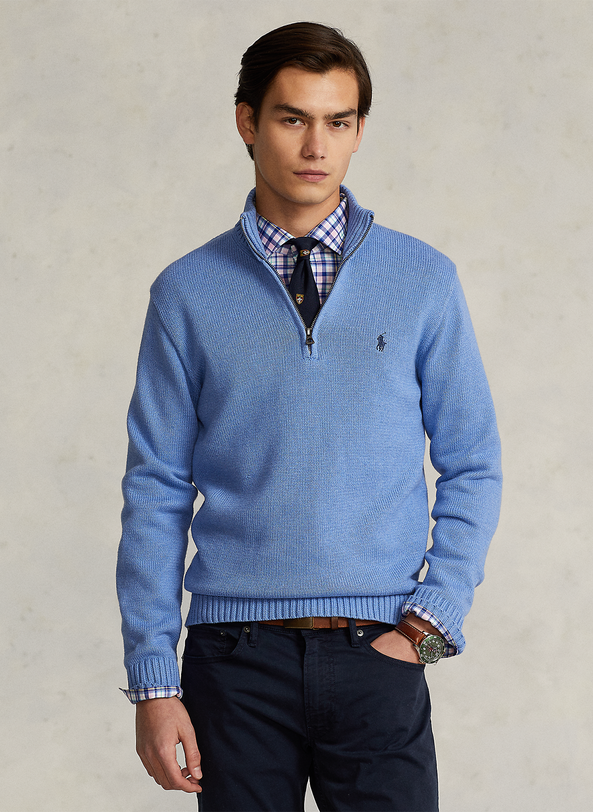 Cotton sweater with zip-up neck POLO RALPH LAUREN Blue