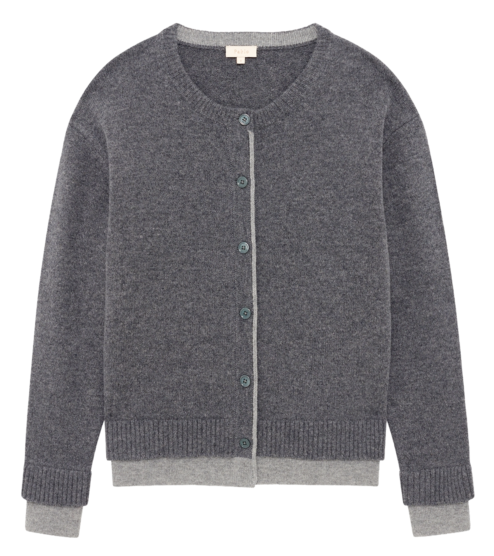 Recht tweekleurig wollen vest PABLO Grijs