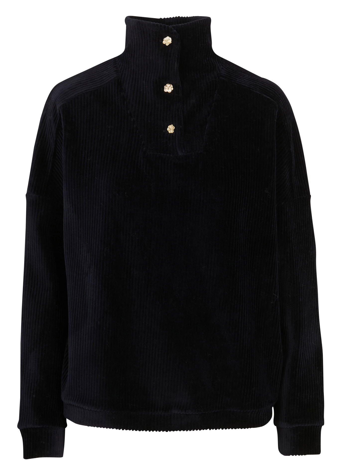 Top oversize côtelé col montant en coton I CODE Bleu