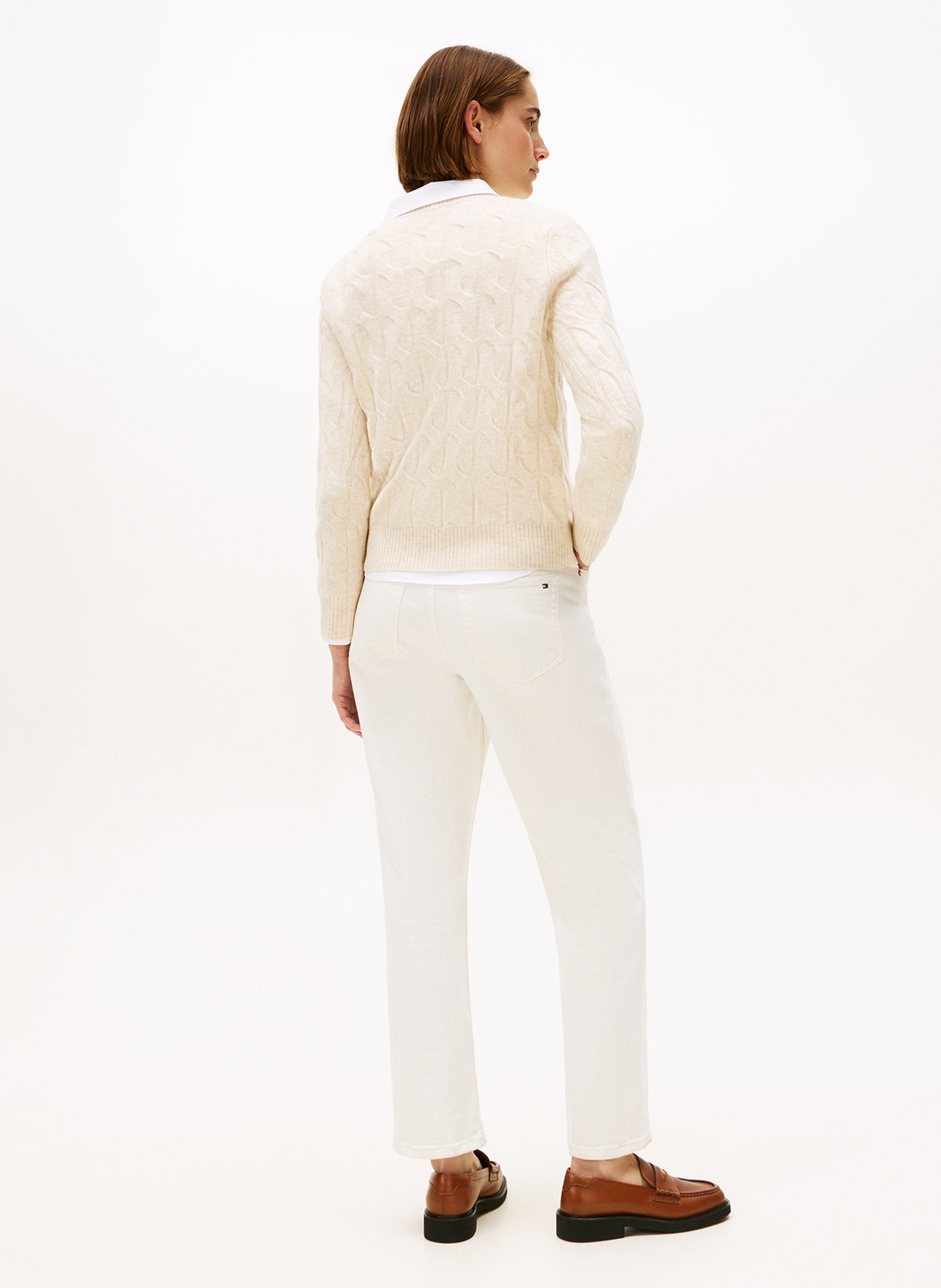 Pull col rond en laine  TOMMY HILFIGER Blanc