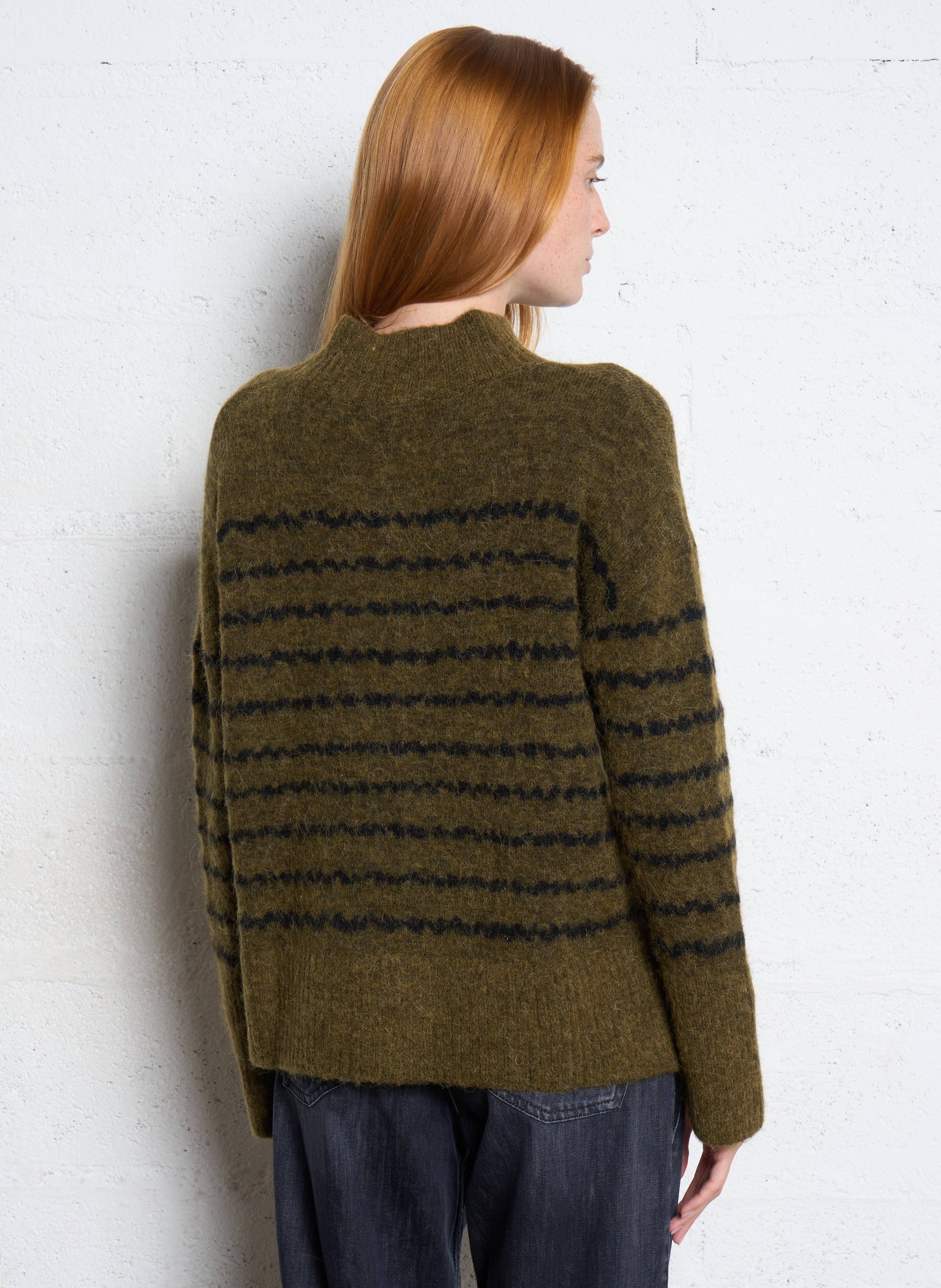 Pull oversize col montant en laine mélangée LE TEMPS DES CERISES Vert