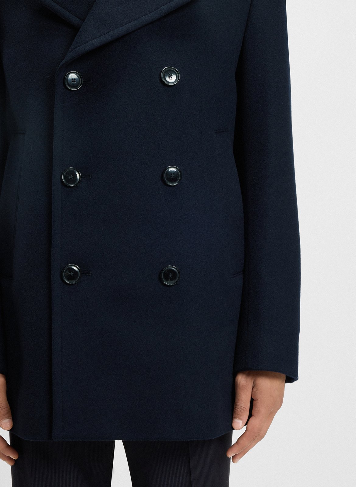 Classic-collar wool-mix coat BOSS Blue