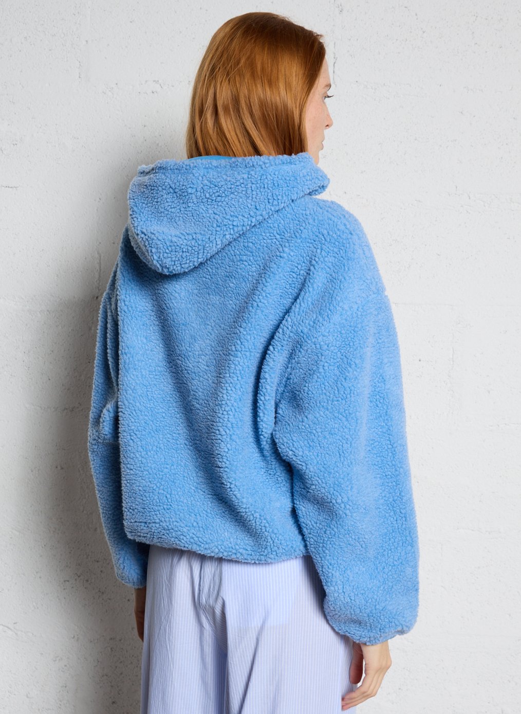 Veste ample polaire à capuche AMERICAN VINTAGE Bleu