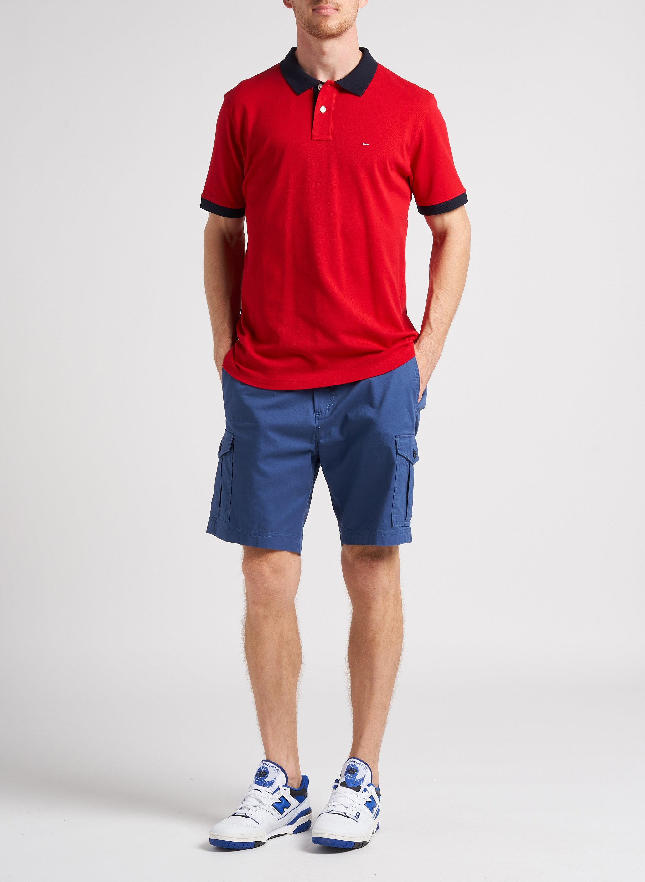 Straight organic cotton-blend Bermuda shorts SELECTED Blue