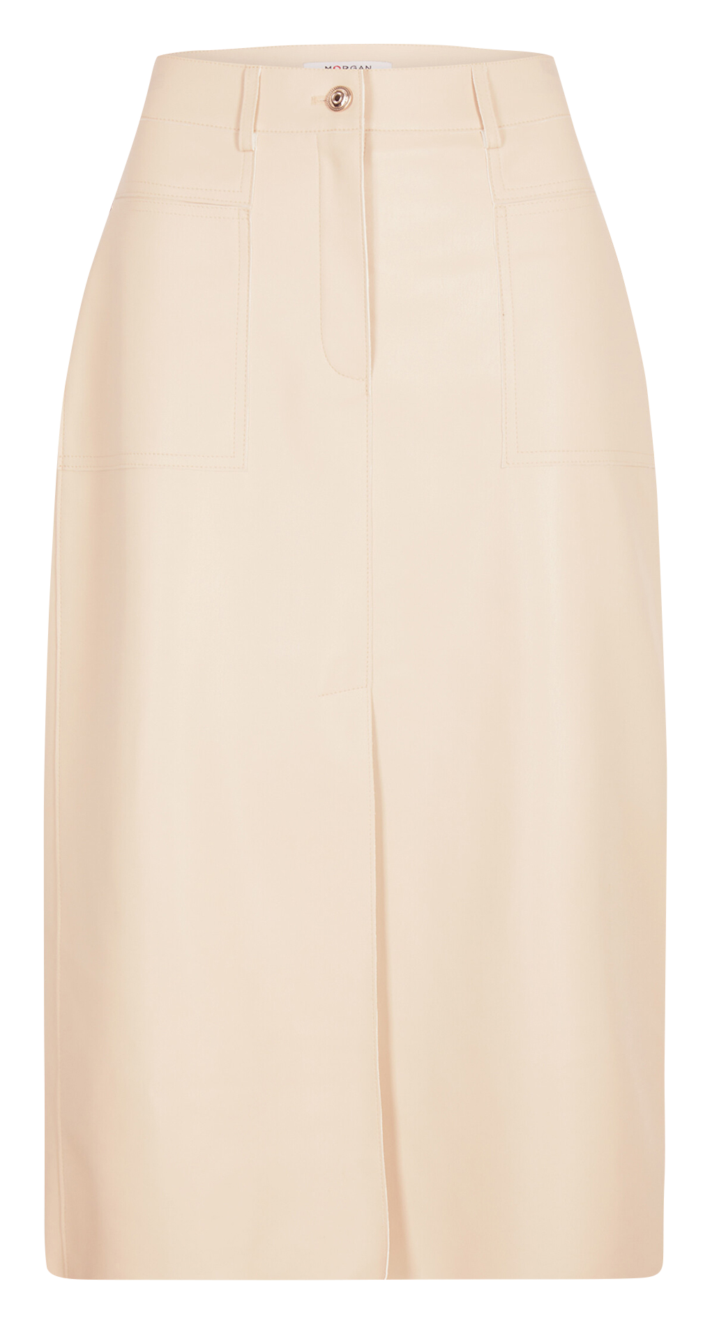 Rok met hoge taille en nauwsluitend midi-lengte. MORGAN Beige