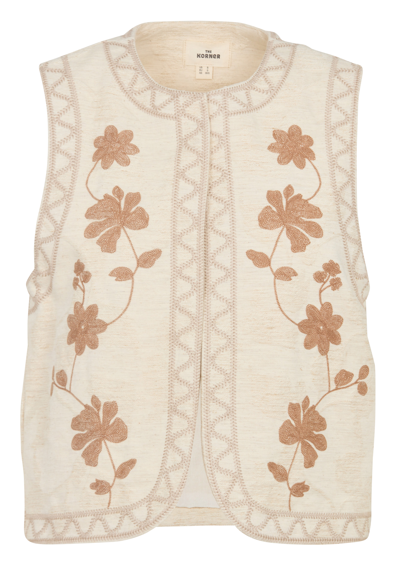 Gilet court sans manches brodé THE KORNER Blanc