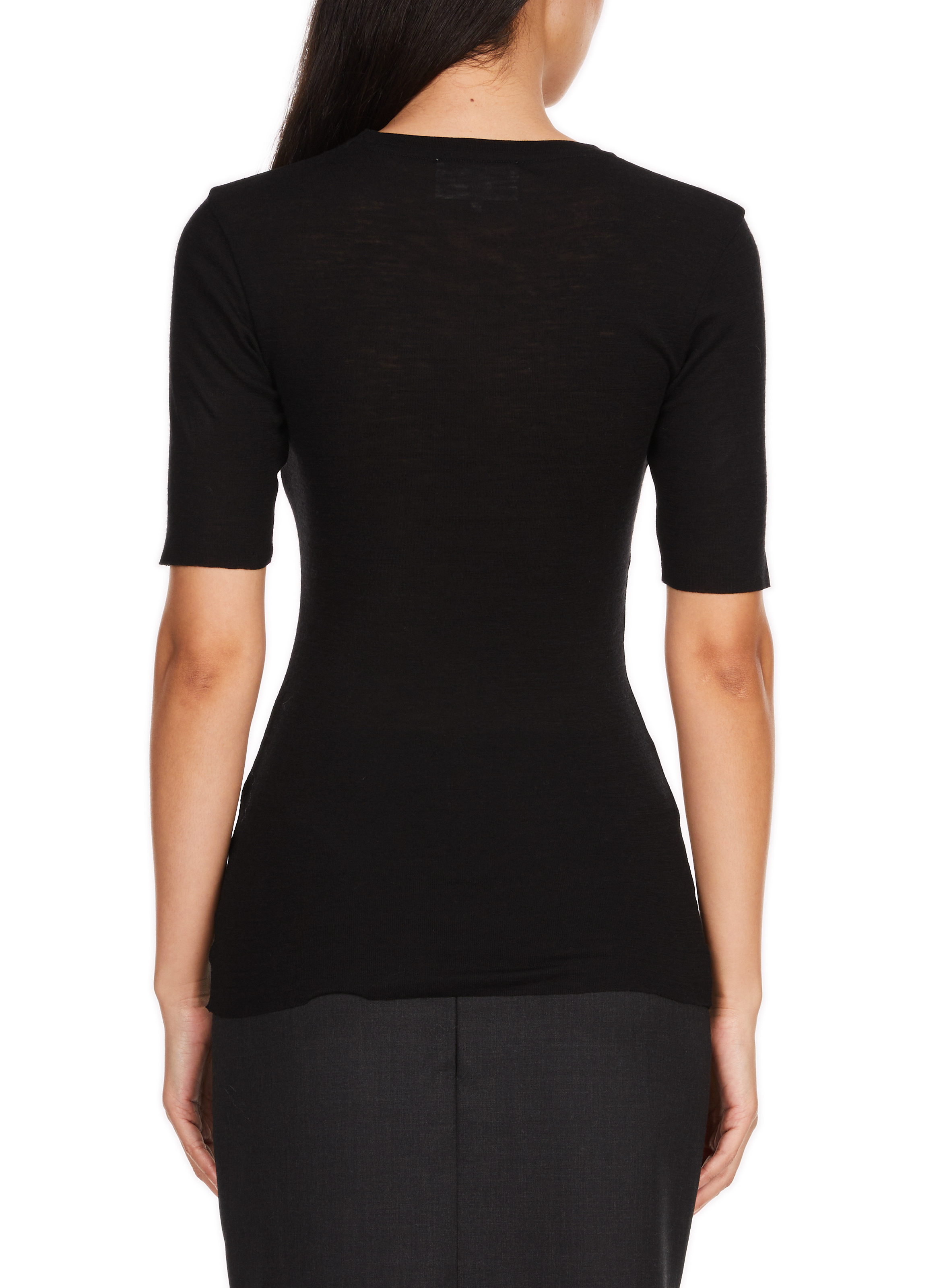 Kurzarm-Woll-T-Shirt SAISON 1865 Schwarz